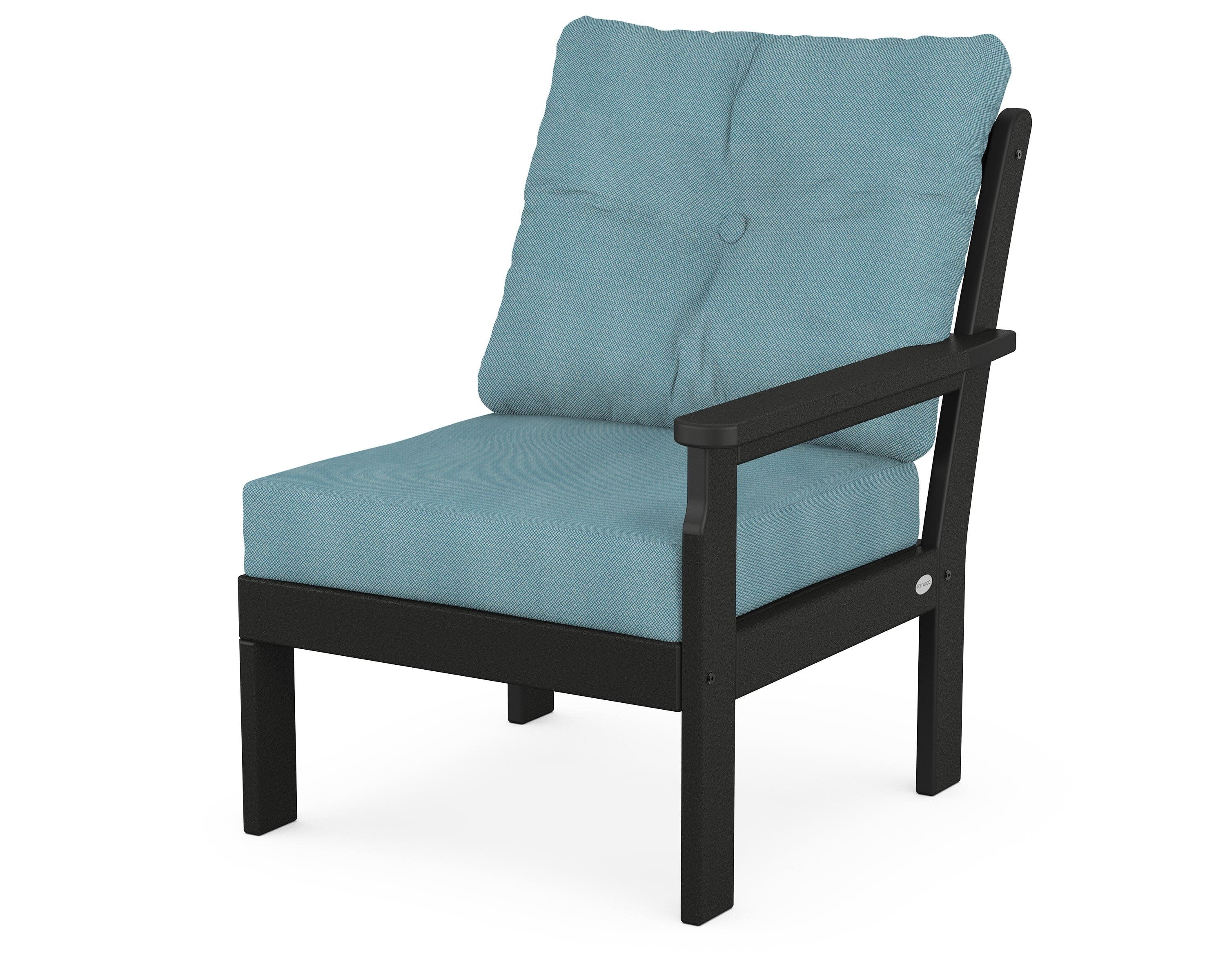 Vineyard Modular Right Arm Chair in Black / Lattice Sky Blue