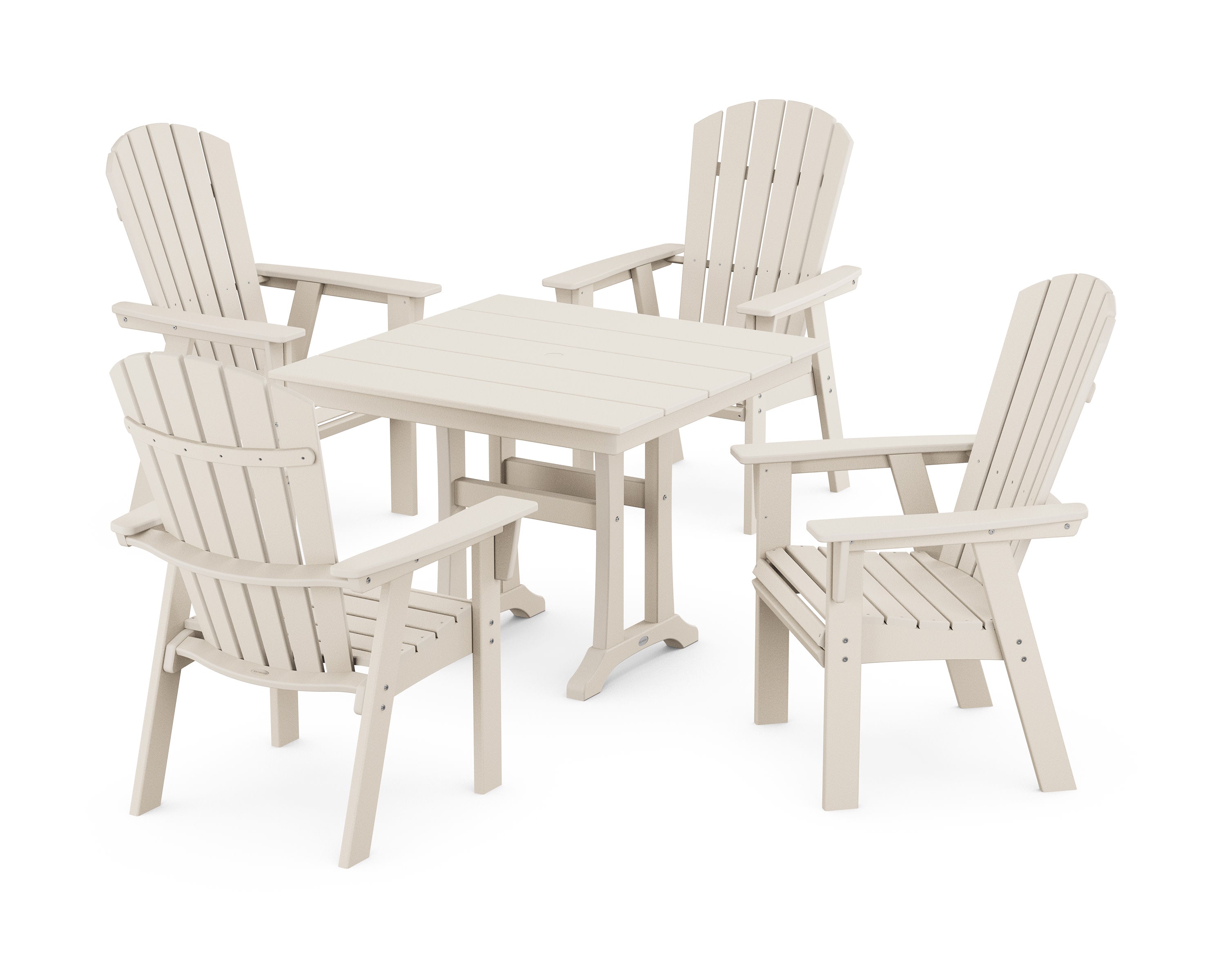 Nautical Adirondack 5-Piece Farmhouse Dining Set With Trestle Legs in Sand