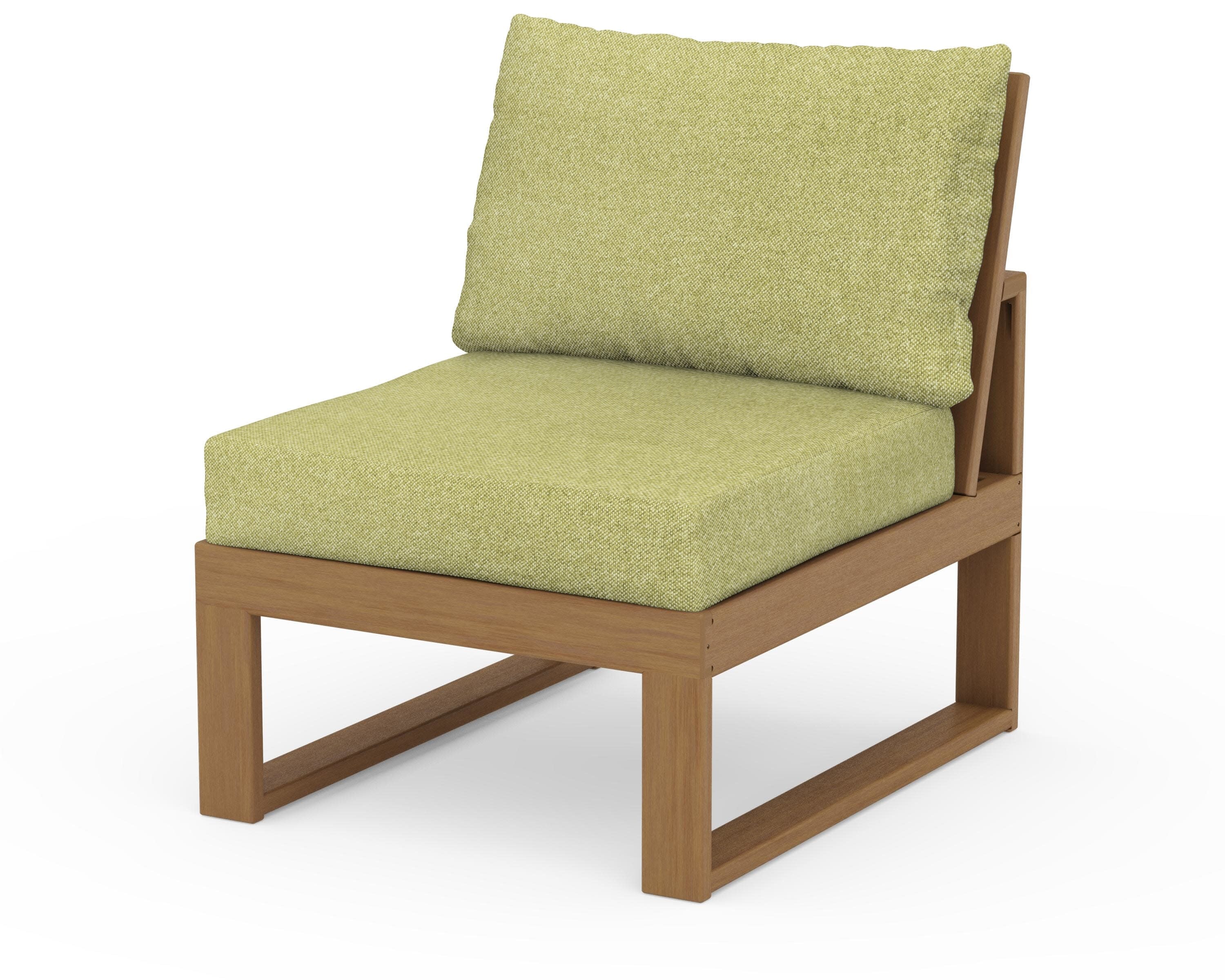 Modular Armless Chair in Natural / Chartreuse Boucle