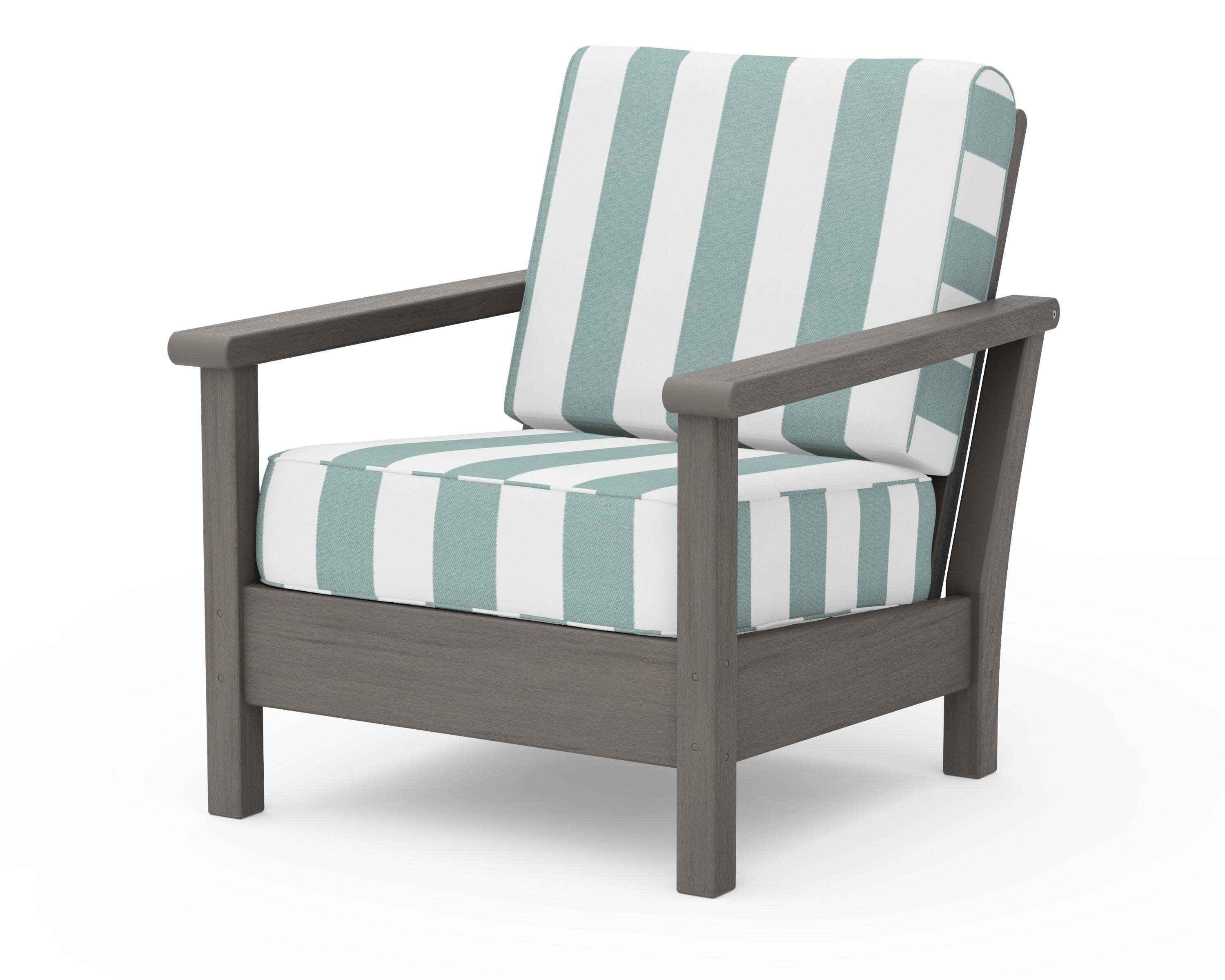 Harbour Deep Seating Chair in Driftwood / Cabana Stripe Glacier Spa