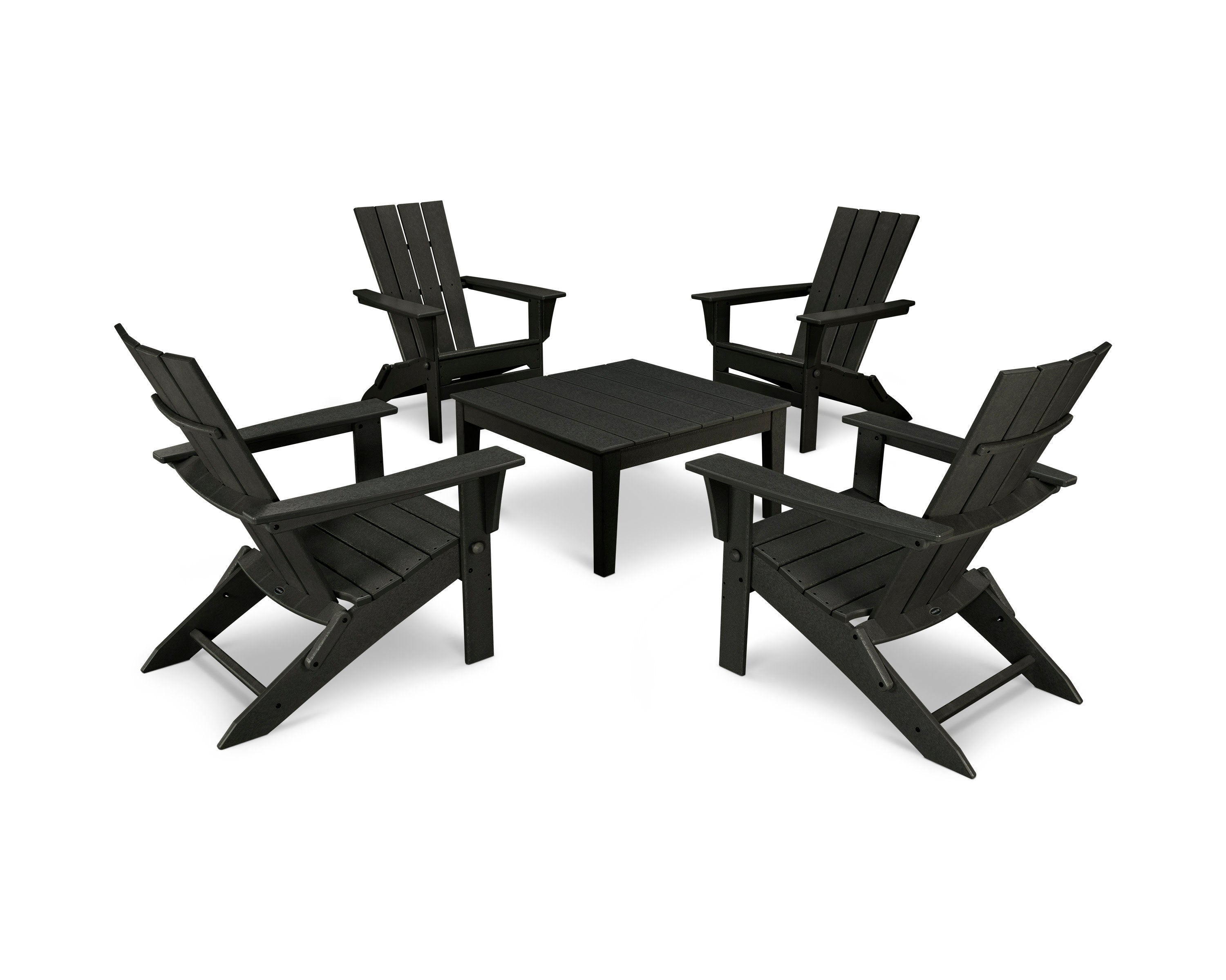 Quattro Folding Chair 5-Piece Conversation Set in Black