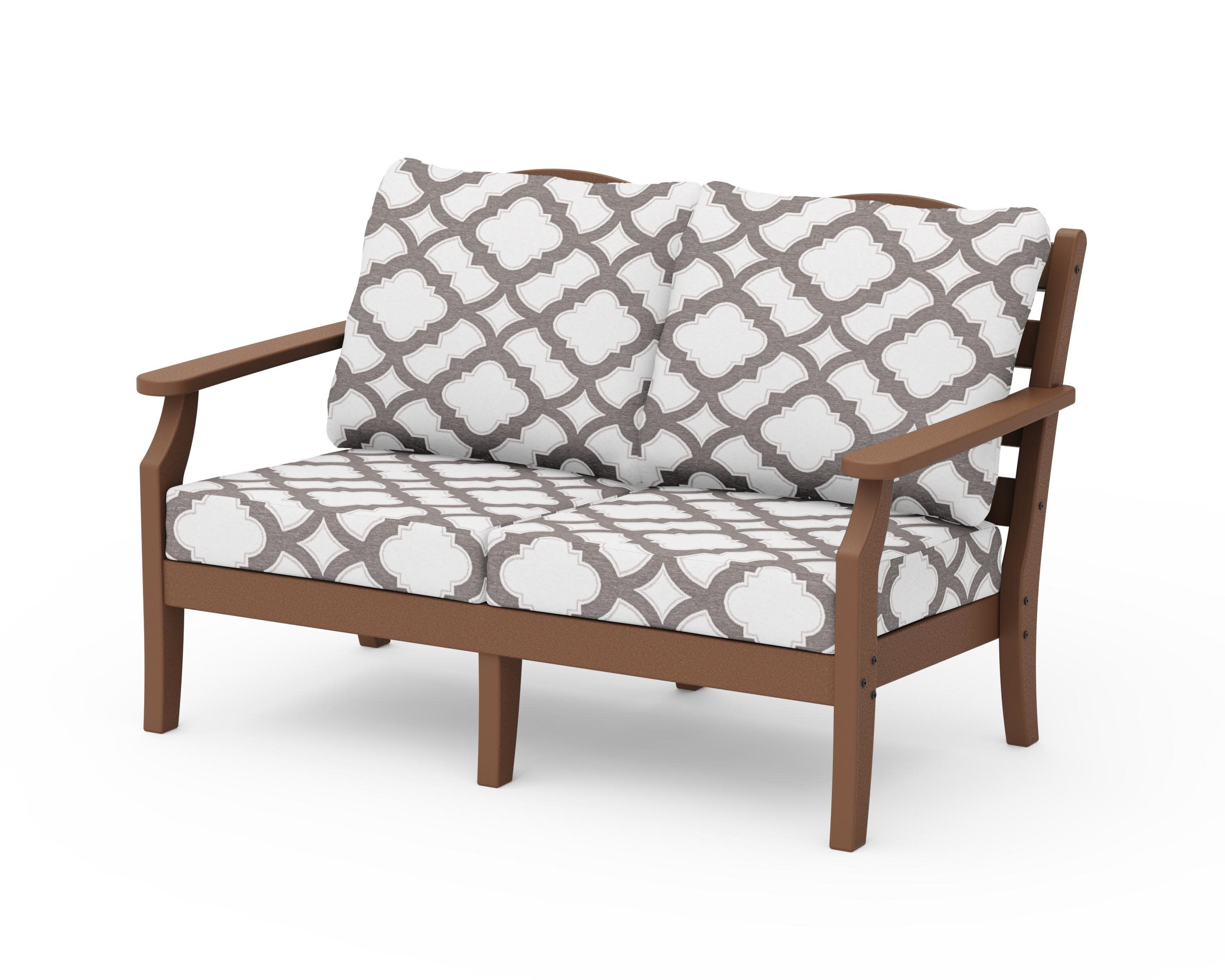 Savannah Deep Seating Loveseat in Teak / Trellis Grey Mist