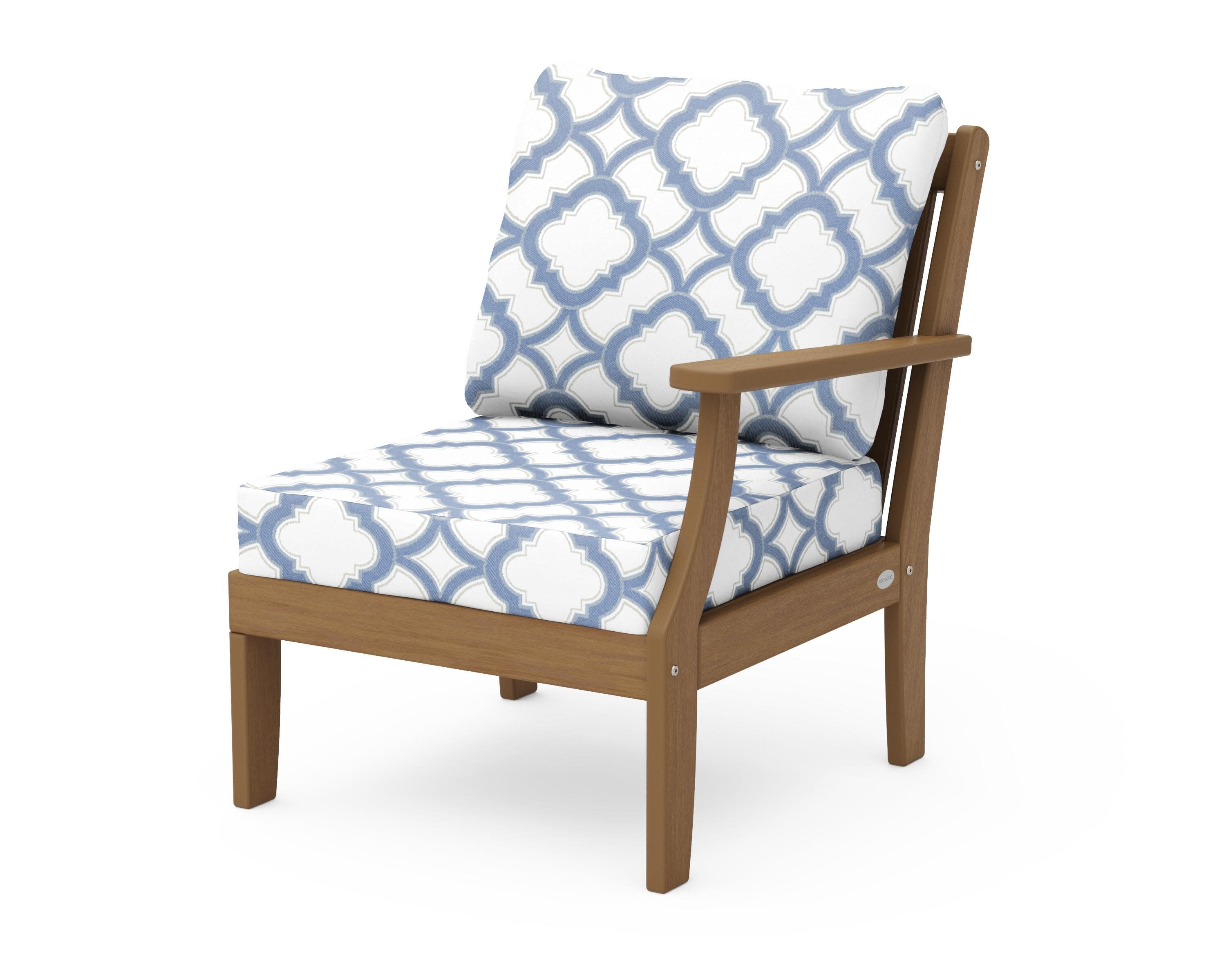 Braxton Modular Right Arm Chair in Natural / Trellis Sky Blue