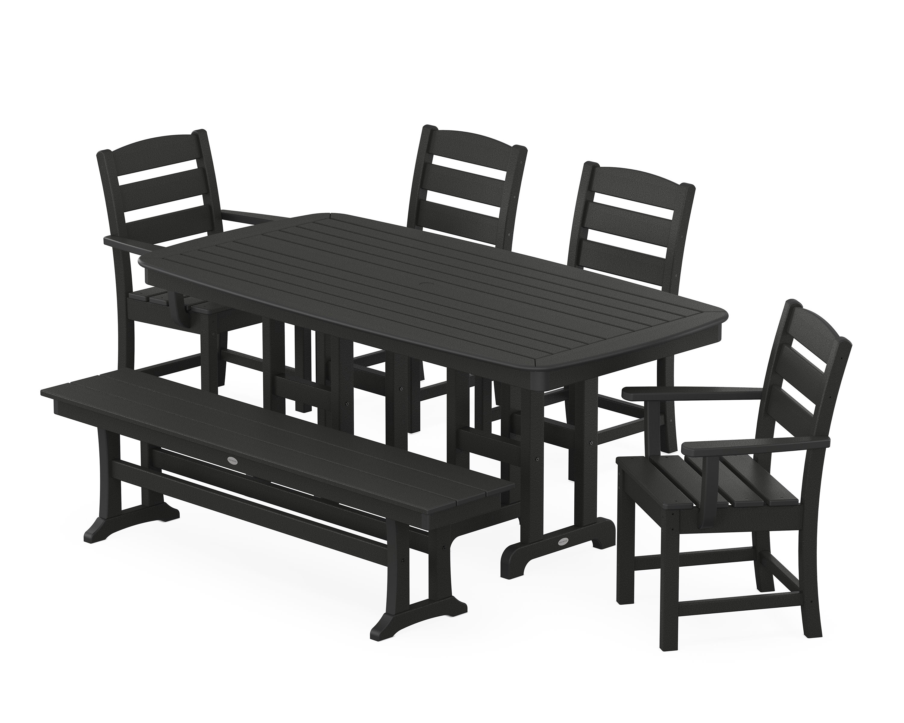 Lakeside 6-Piece Dining Set with Bench in Black