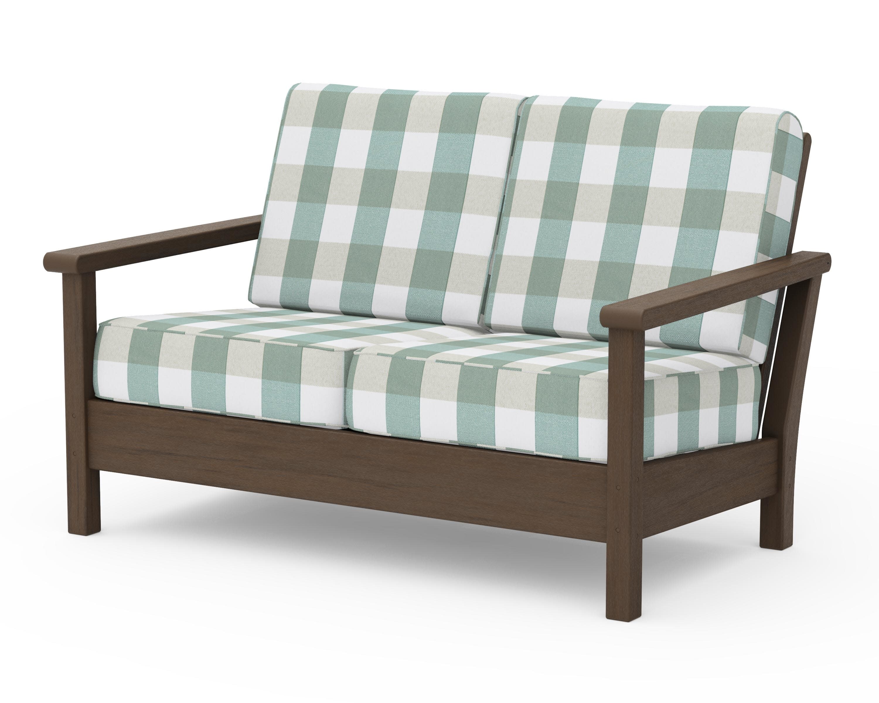 Harbour Deep Seating Loveseat in Kona / Buffalo Plaid Glacier Spa