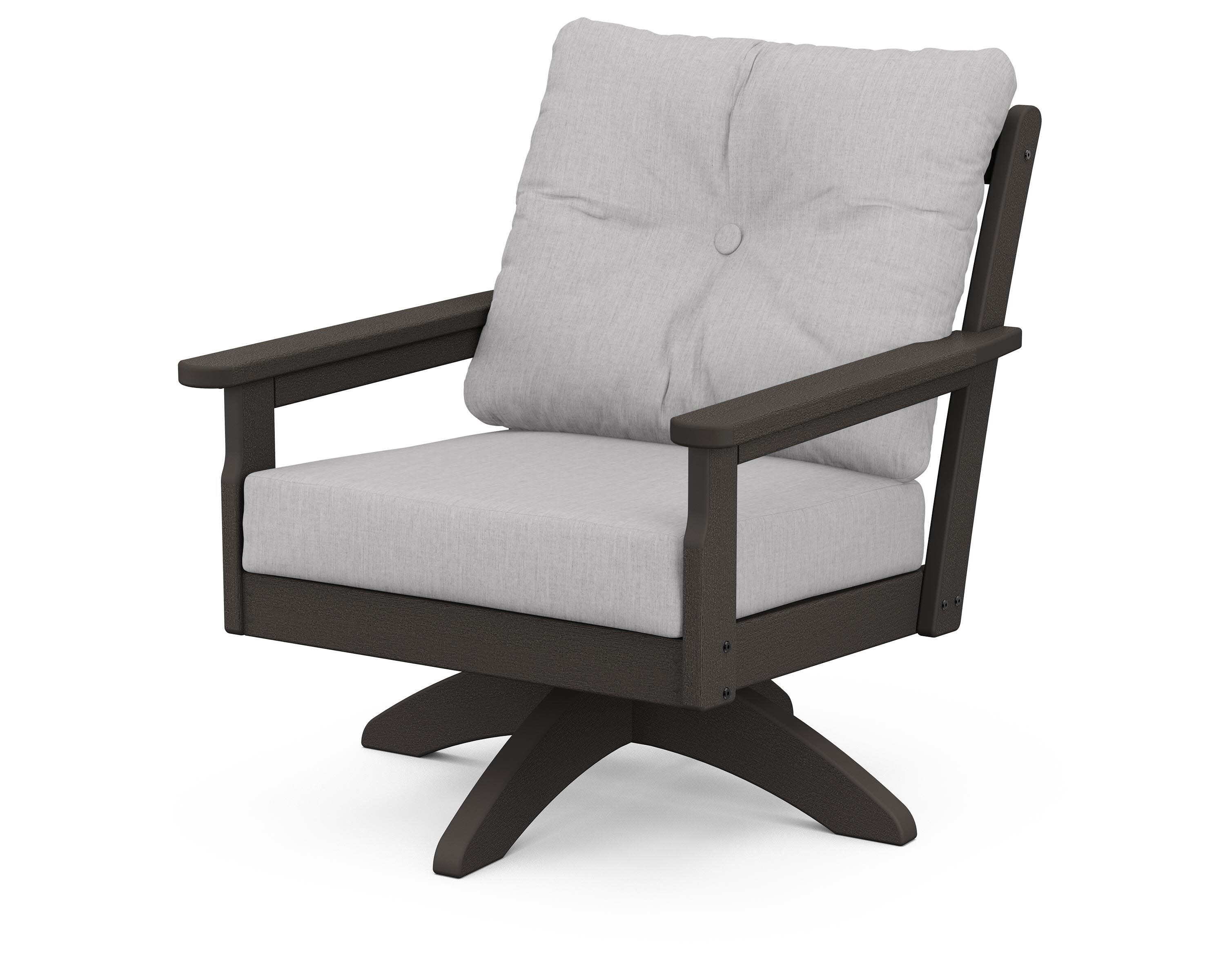Vineyard Deep Seating Swivel Chair in Vintage Coffee / Granite