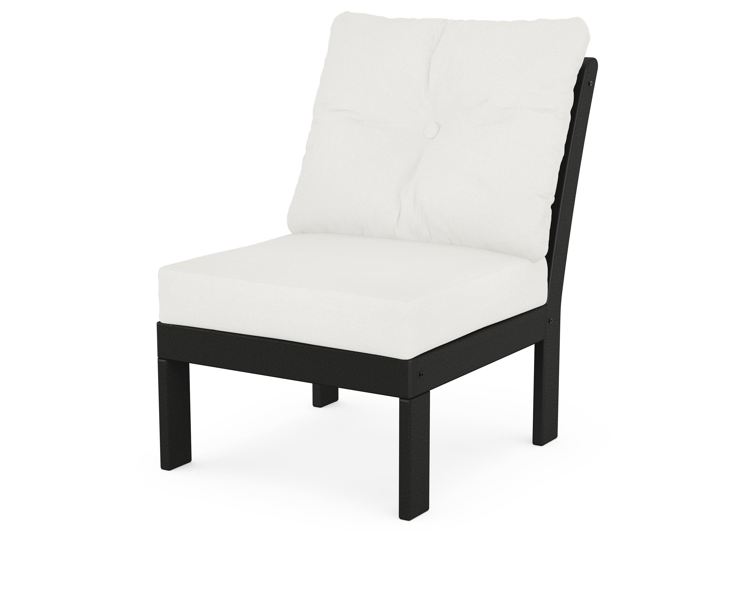 Vineyard Modular Armless Chair in Black / Natural Linen