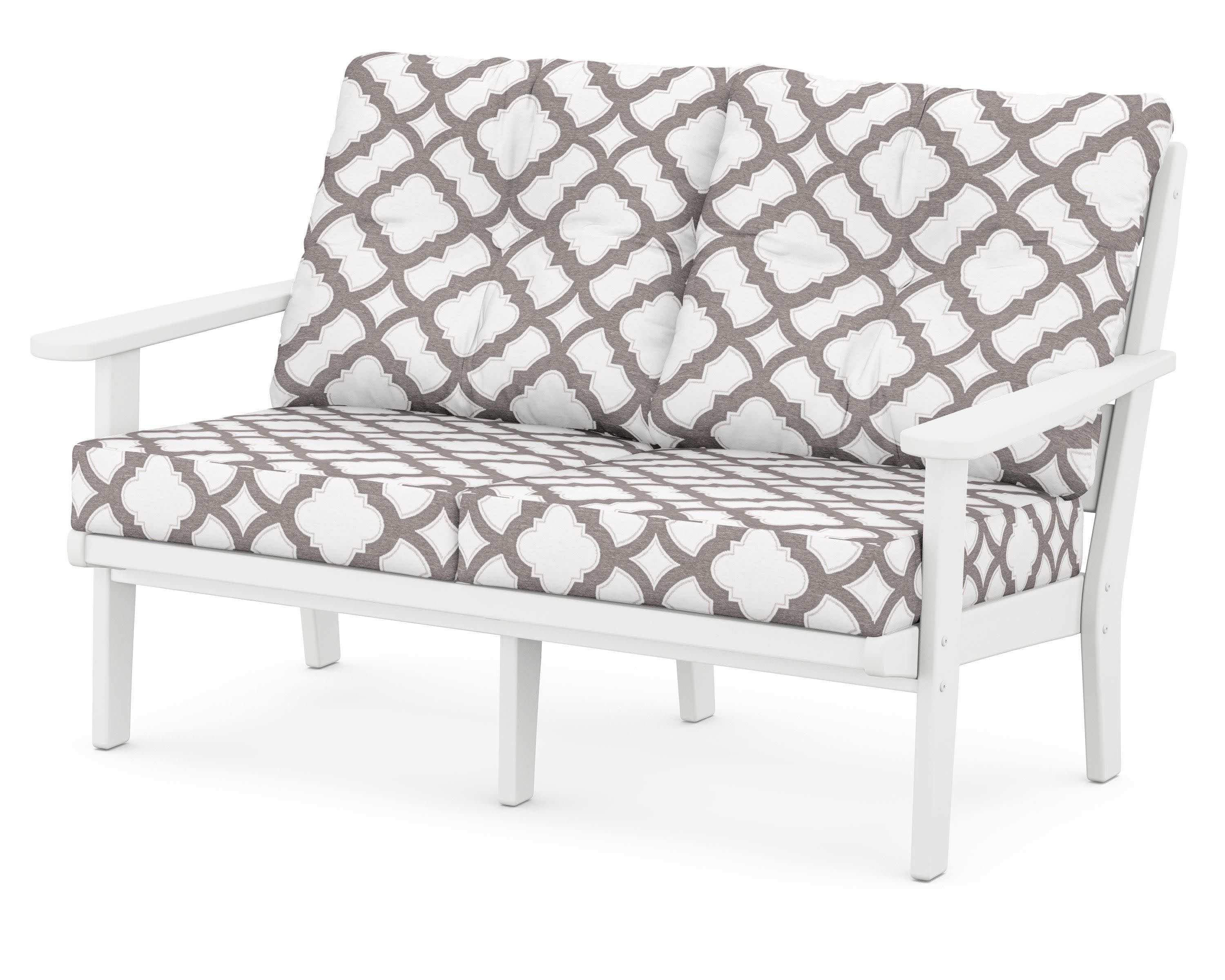 Lakeside Deep Seating Loveseat in White / Trellis Grey Mist