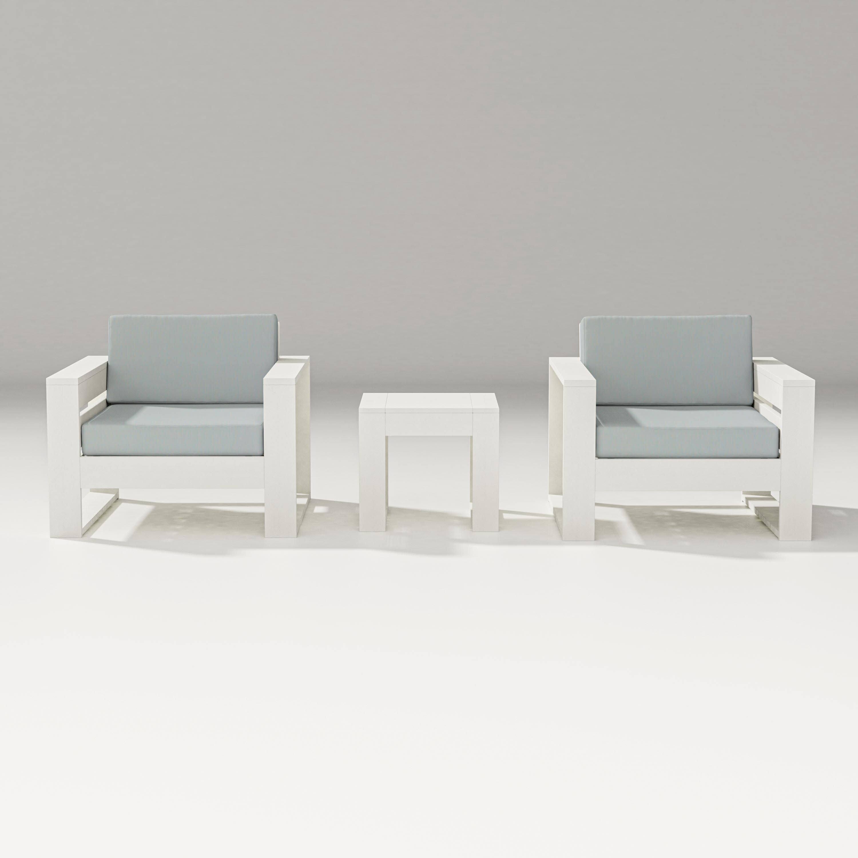 Latitude 3-Piece Lounge Chair Set in Vintage White / Spa