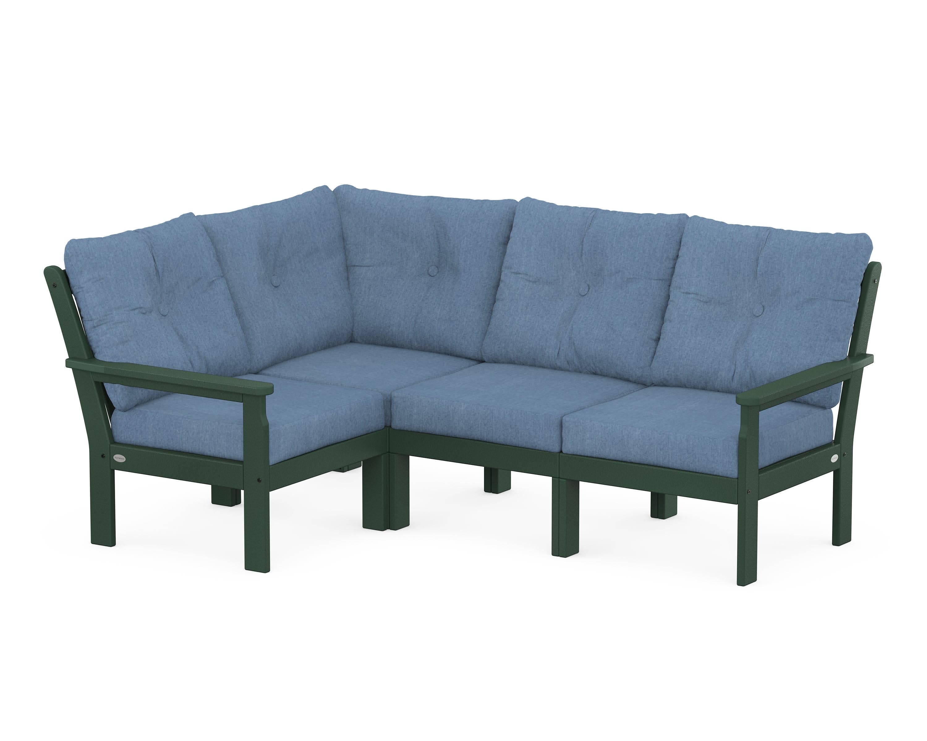 Vineyard 4-Piece Sectional in Green / Sky Blue