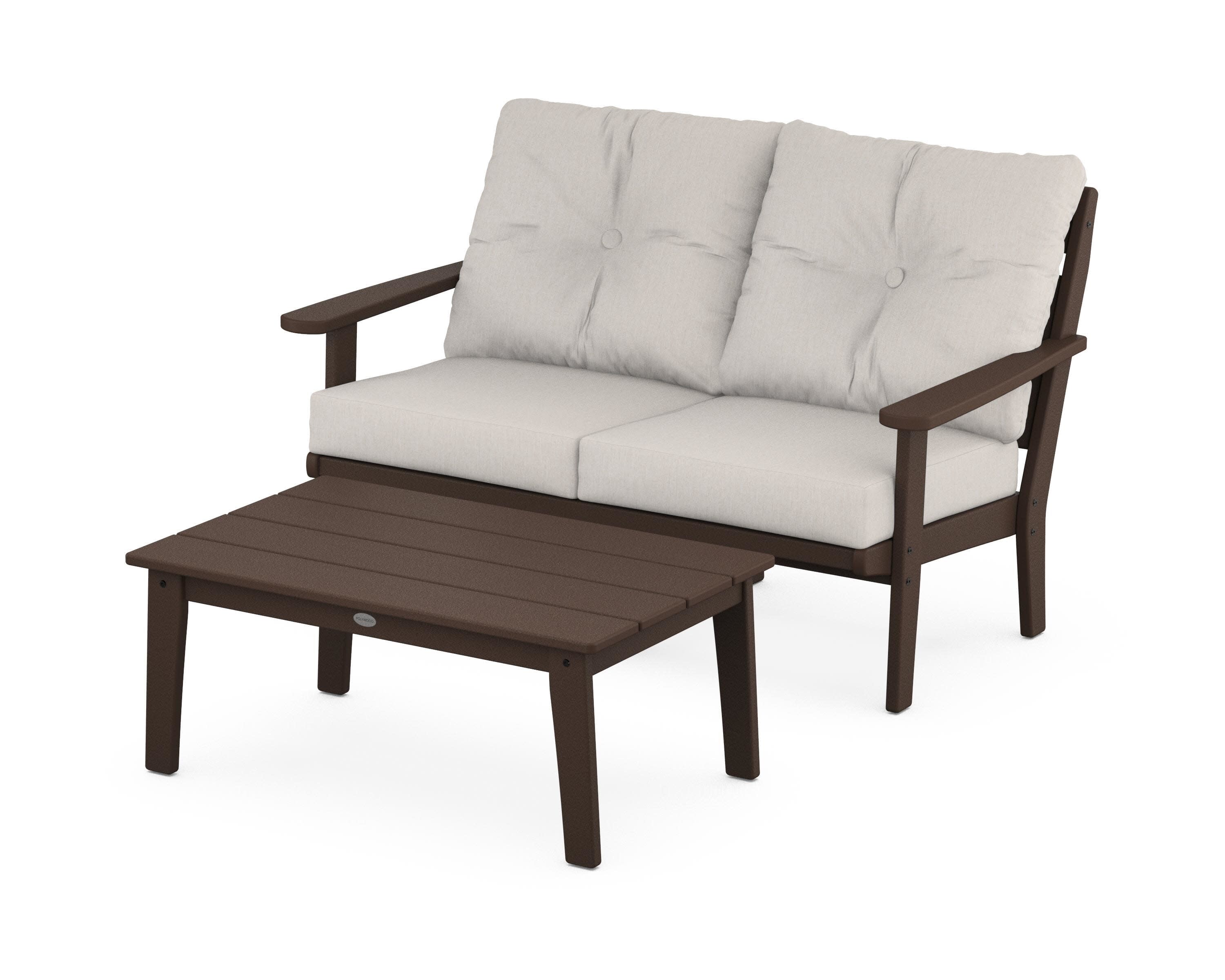 Lakeside 2-Piece Lounge Loveseat Set in Mahogany / Cast Ash