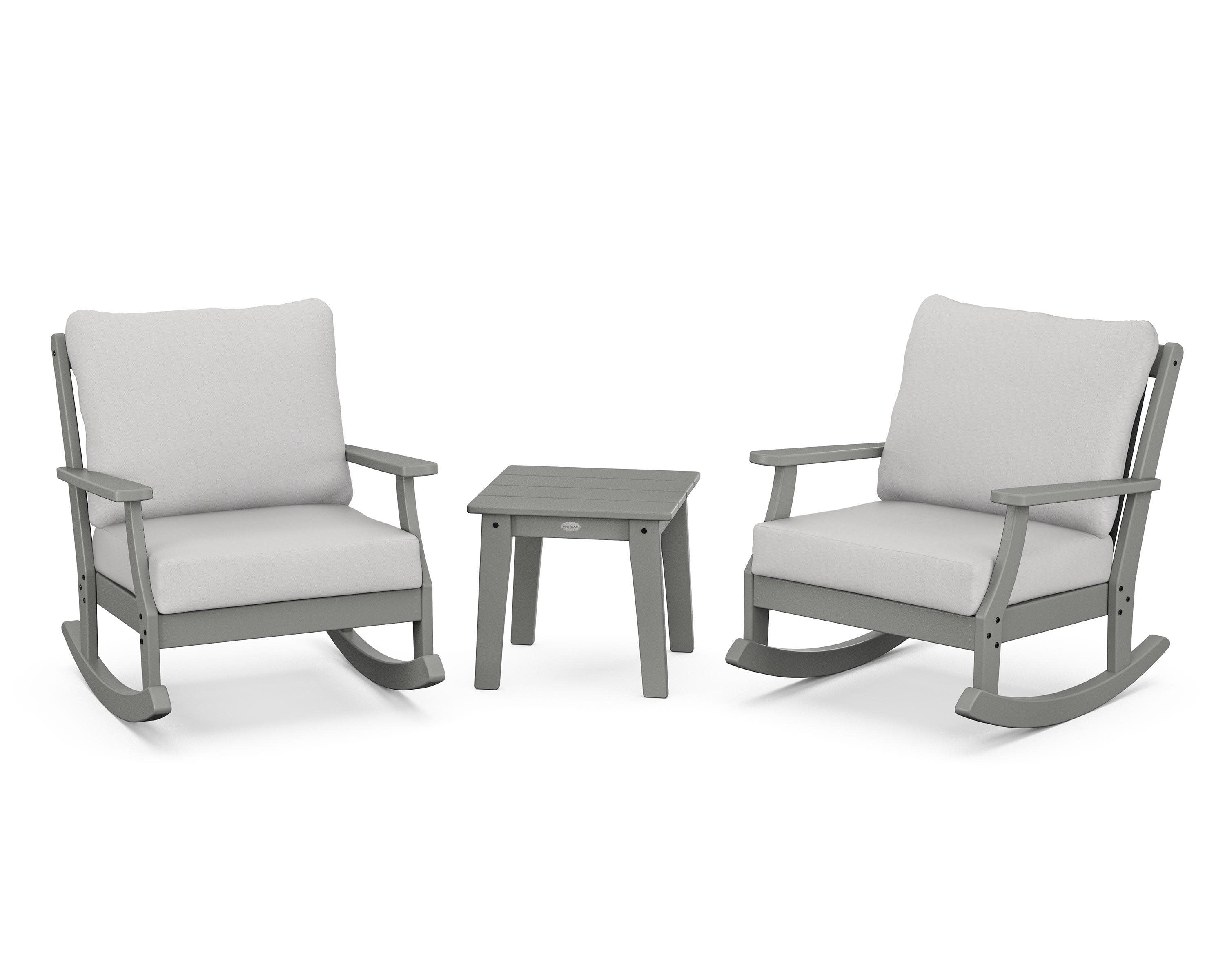 Braxton 3-Piece Deep Seating Rocker Set in Slate Grey / Diamond in the Rough
