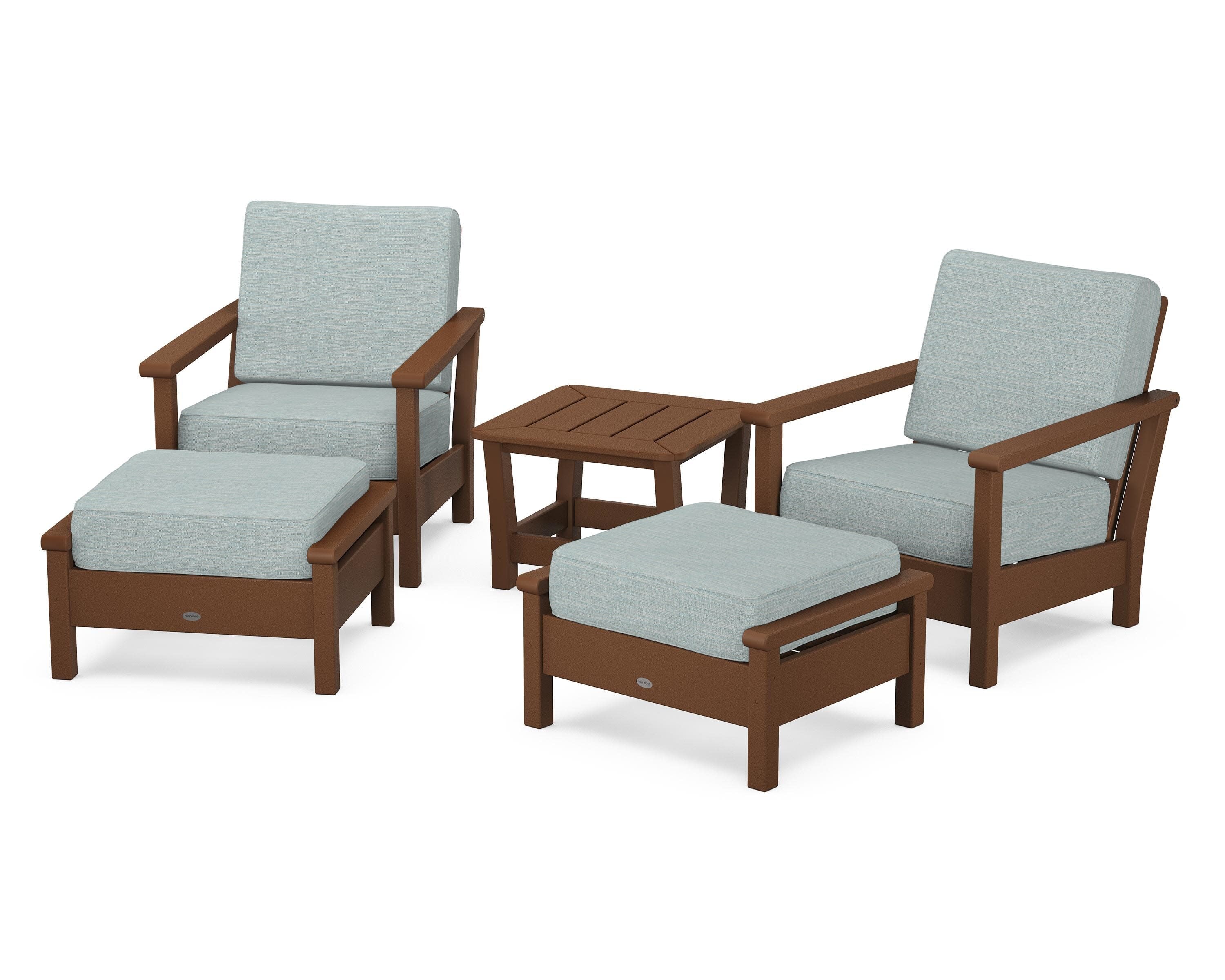 Harbour 5-Piece Deep Seating Chair Set in Teak / Soothe Mist