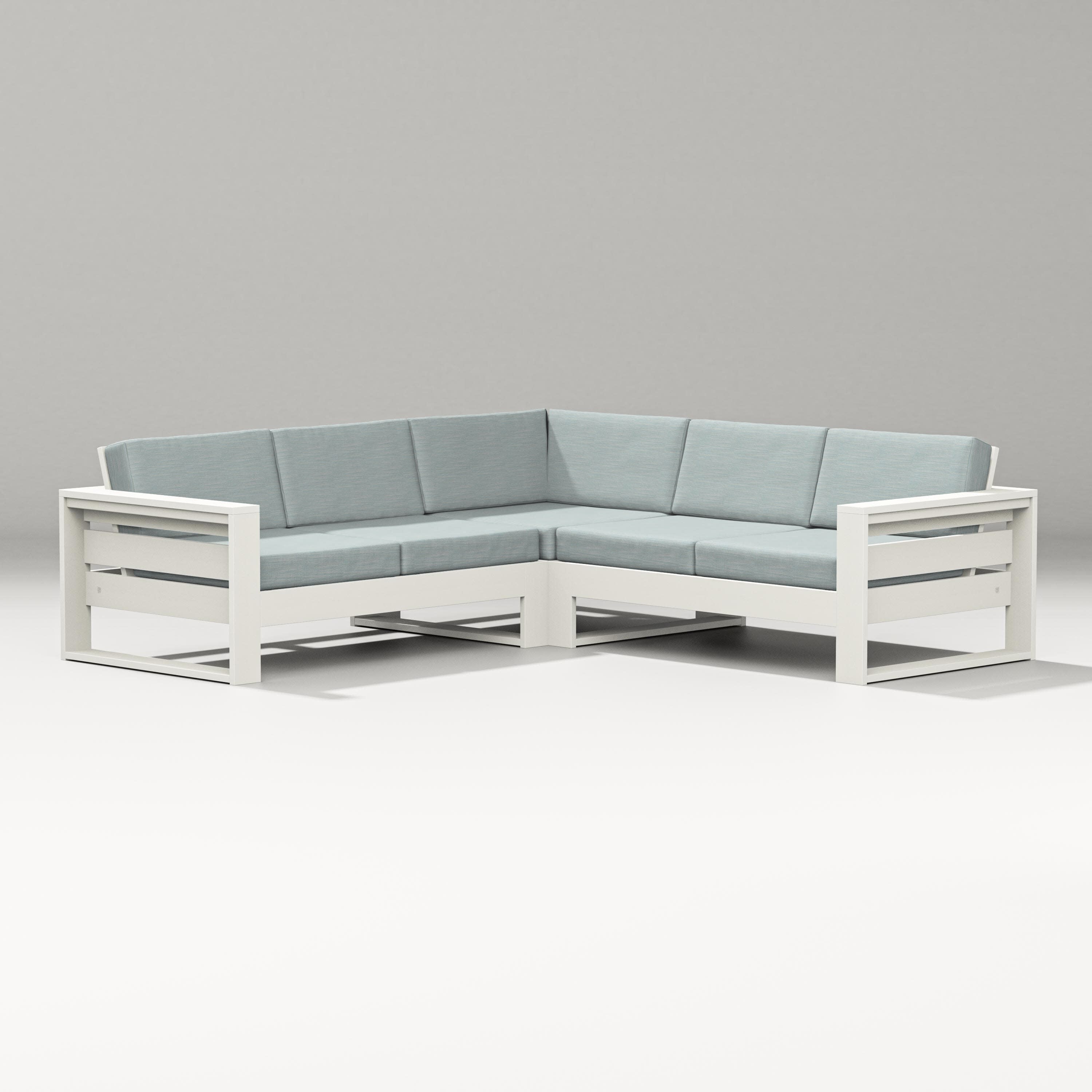 Latitude Corner Sectional in Vintage White / Soothe Mist
