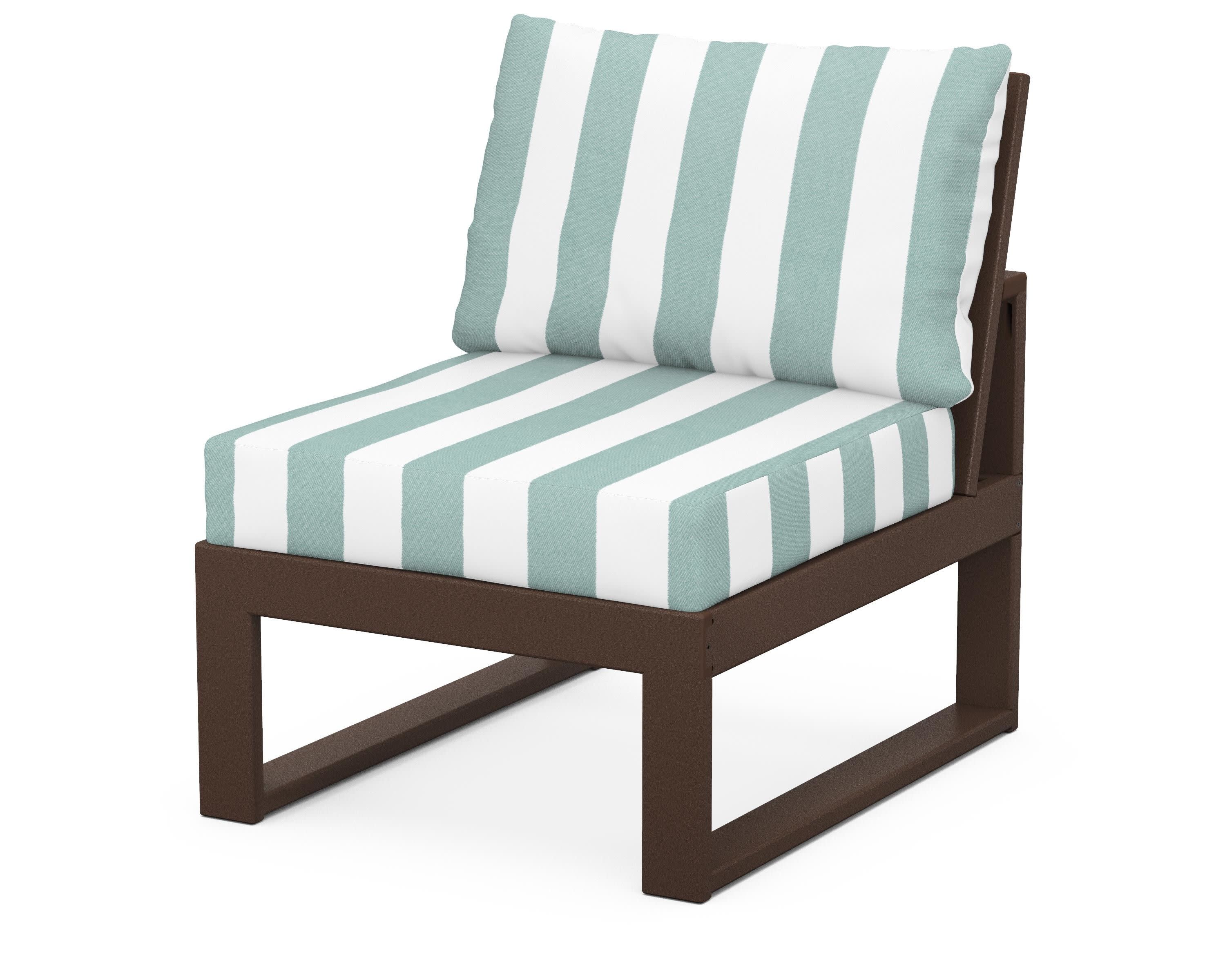 Modular Armless Chair in Mahogany / Cabana Stripe Glacier Spa