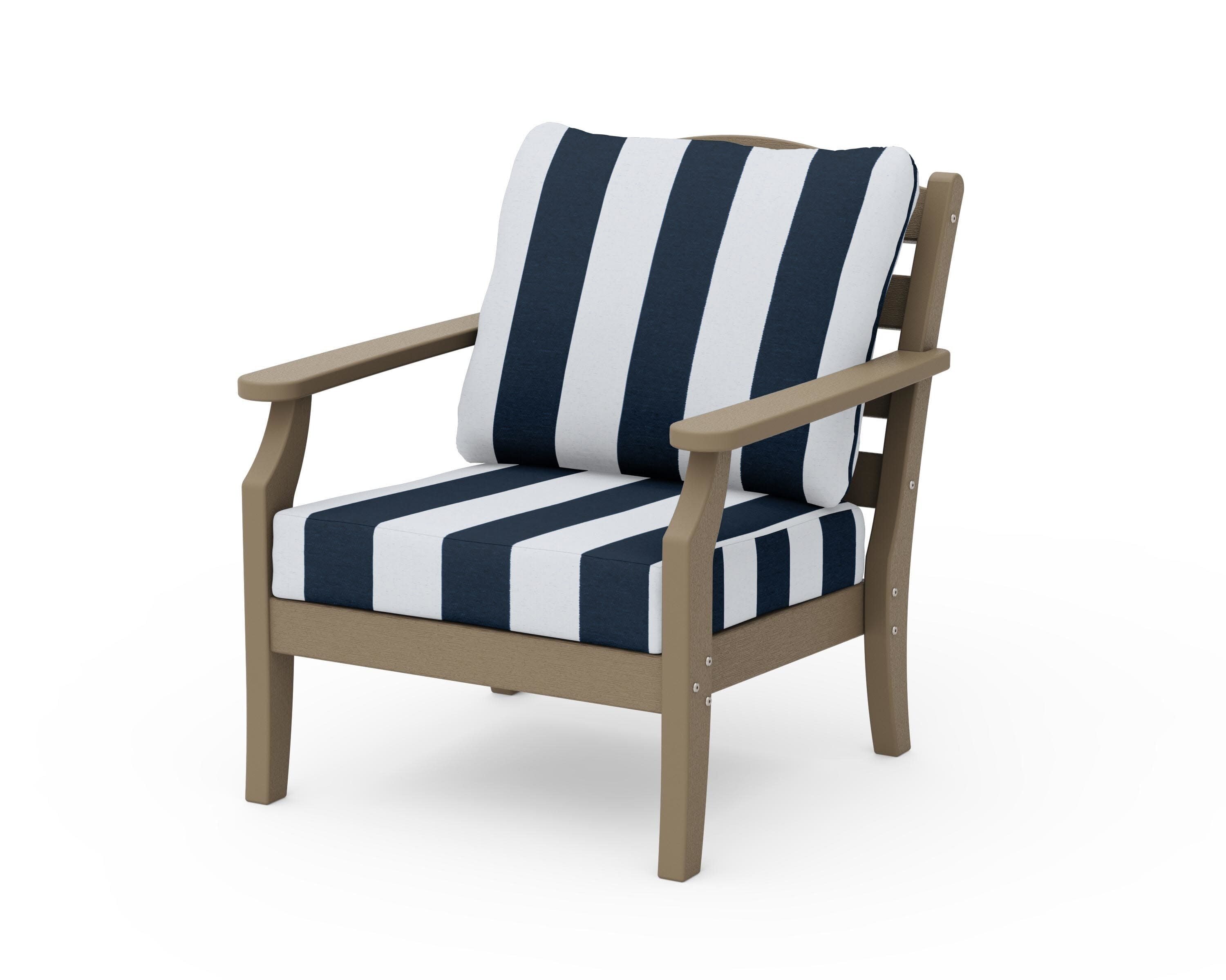 Savannah Deep Seating Chair in Vintage Sahara / Cabana Stripe Marine Indigo