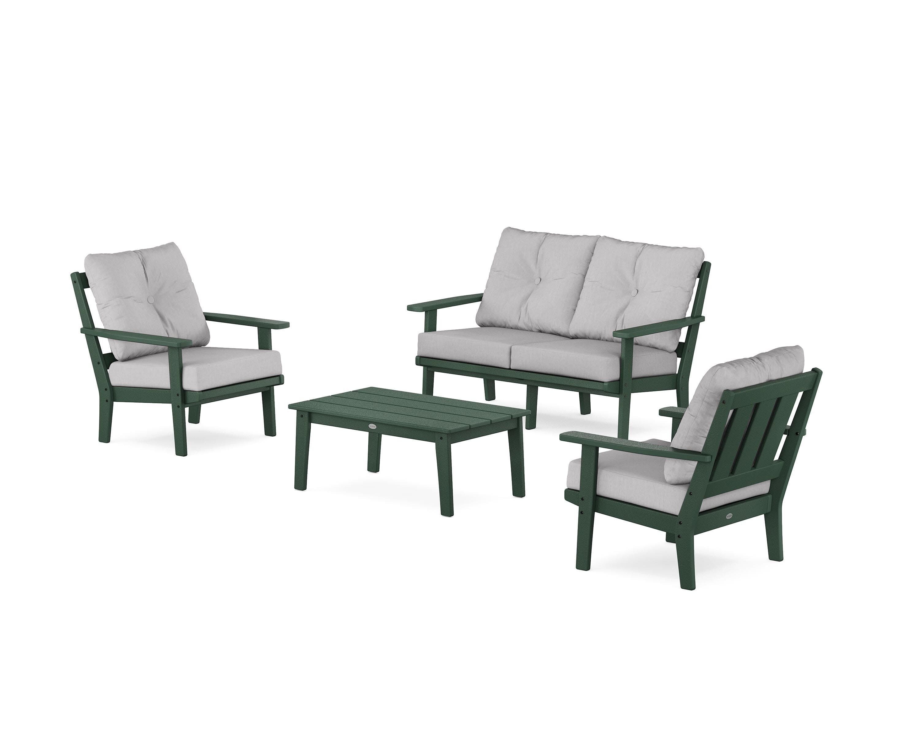 Oxford 4-Piece Deep Seating Set with Loveseat in Green / Granite