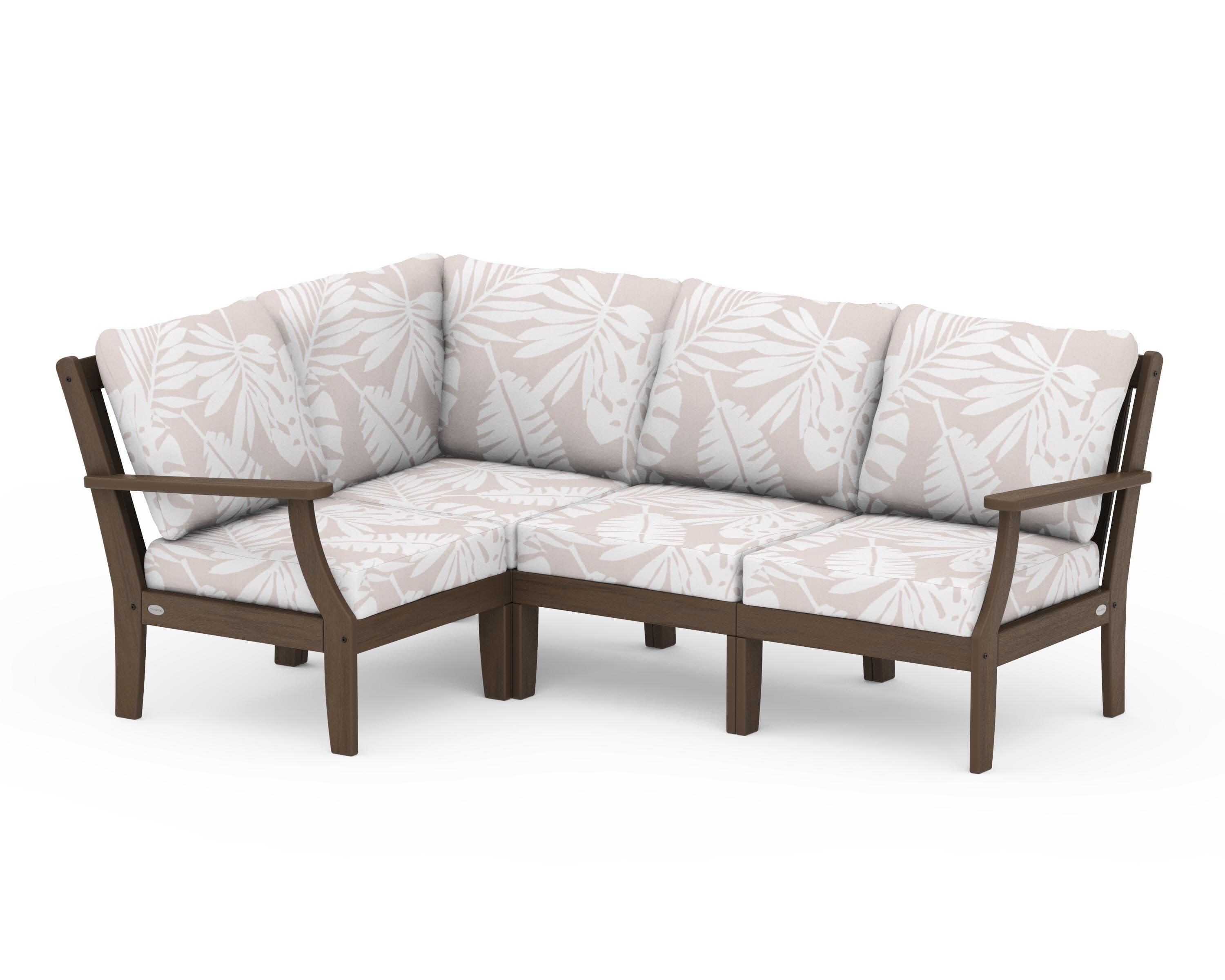 Braxton Modular 4-Piece Deep Seating Set in Kona / Leaf Dune Burlap