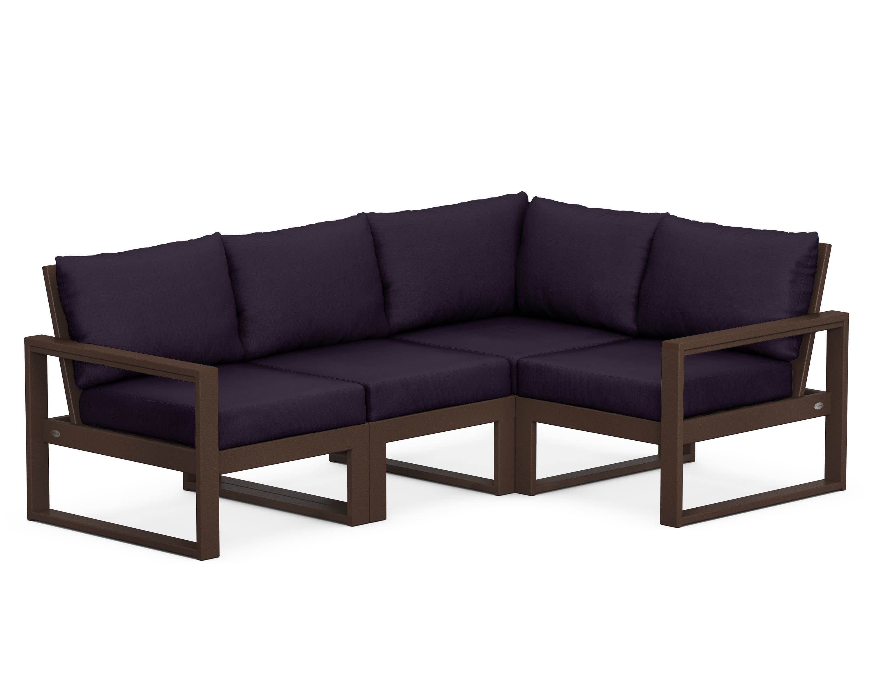 EDGE 4-Piece Modular Deep Seating Set in Mahogany / Navy Linen