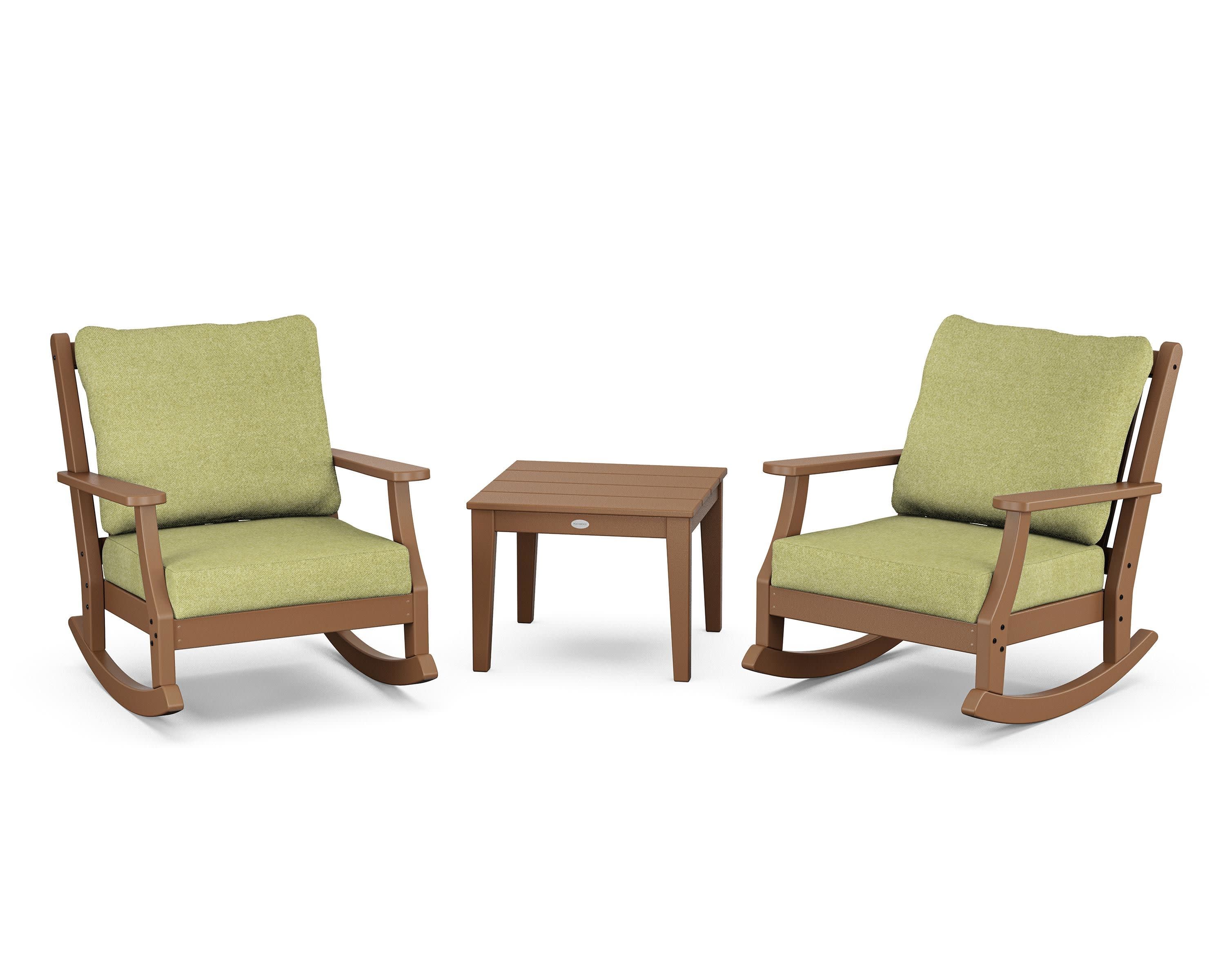Wovendale 3-Piece Deep Seating Rocker Set in Teak / Chartreuse Boucle