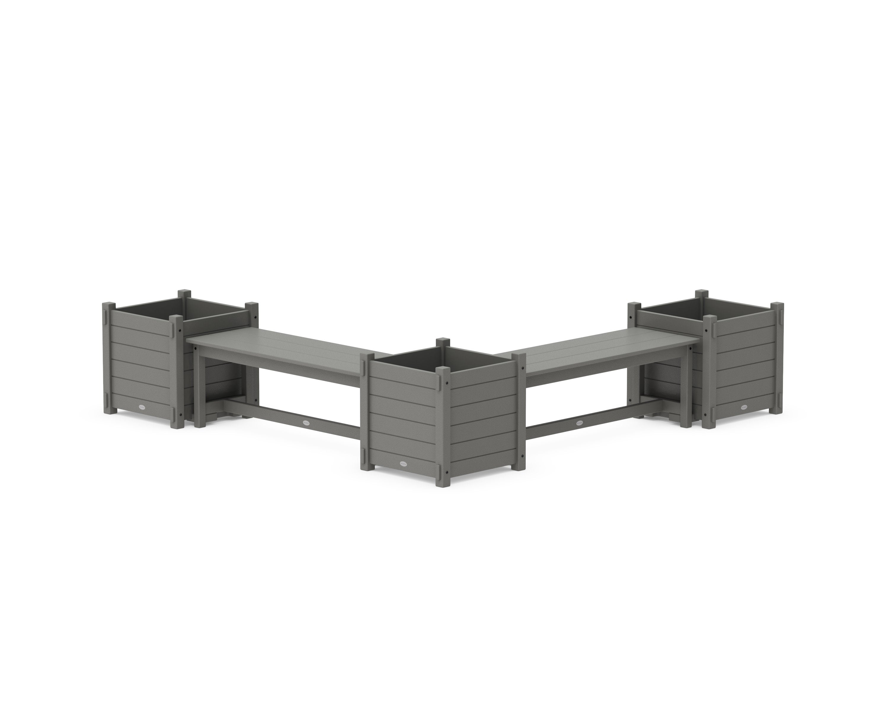 48" Nautical L- Shaped Planter Bench Corner Set - Large in Slate Grey