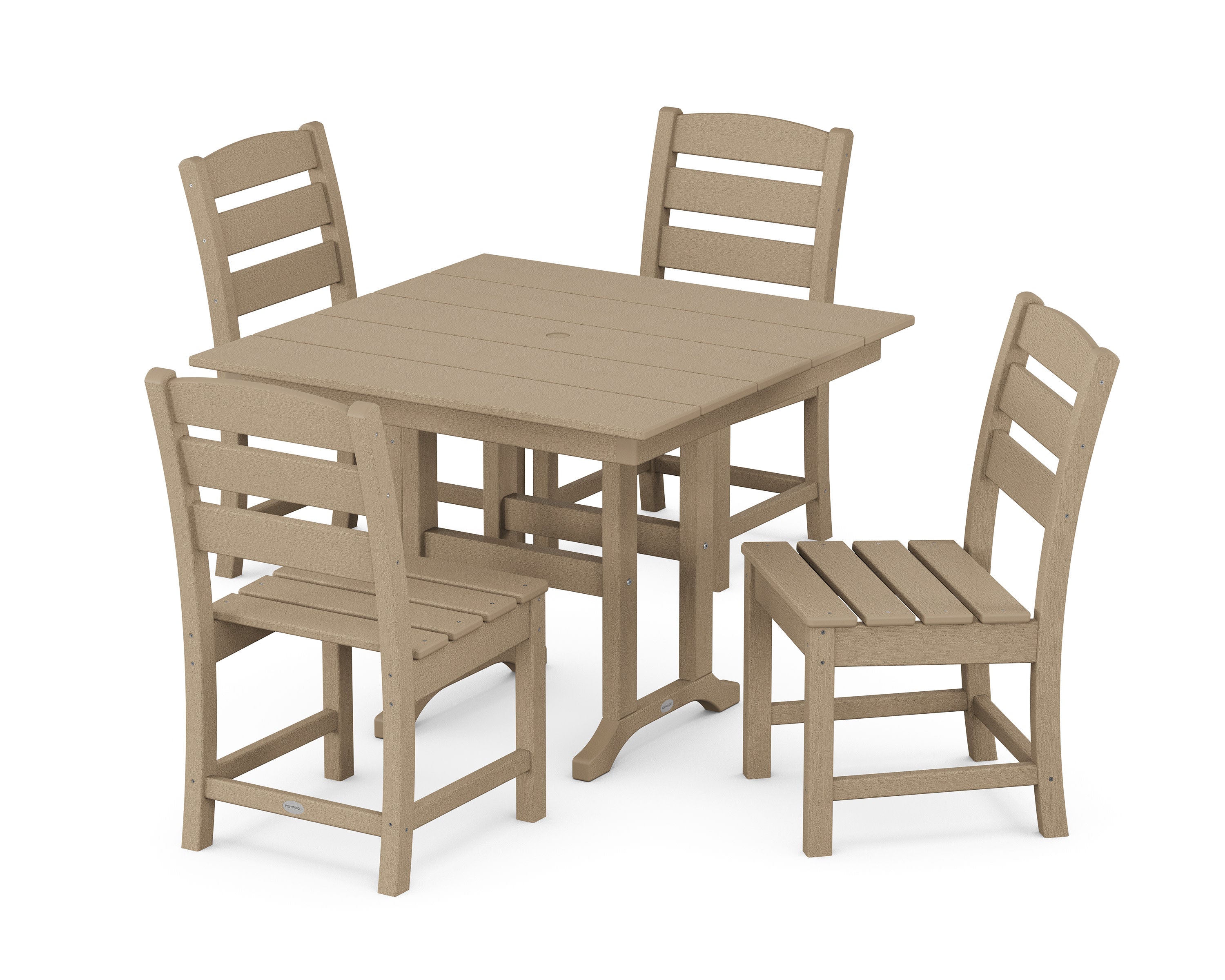 Lakeside Side Chair 5-Piece Farmhouse Dining Set in Vintage Sahara