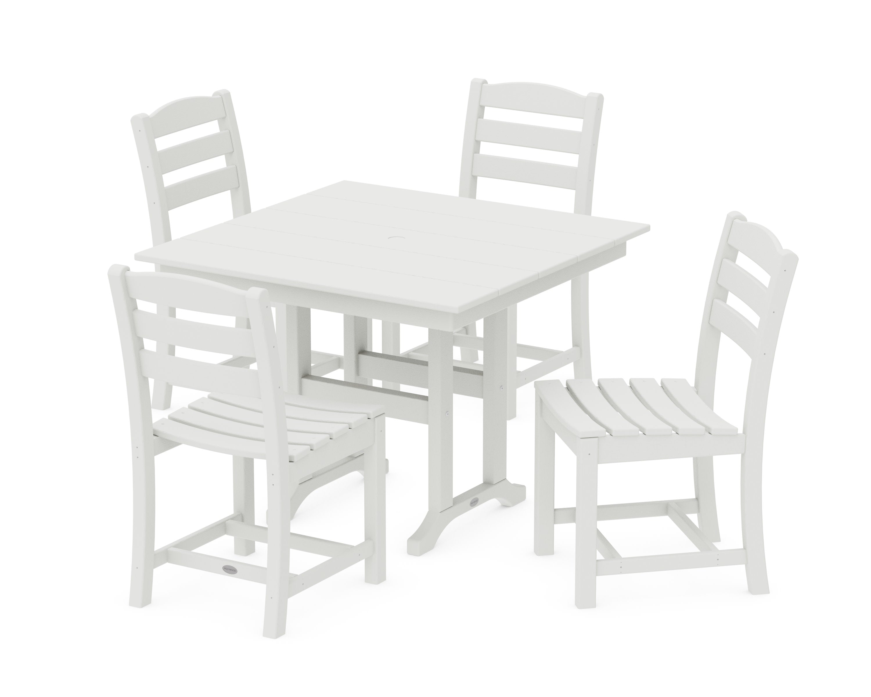 La Casa Caf Side Chair 5-Piece Farmhouse Dining Set in Vintage White
