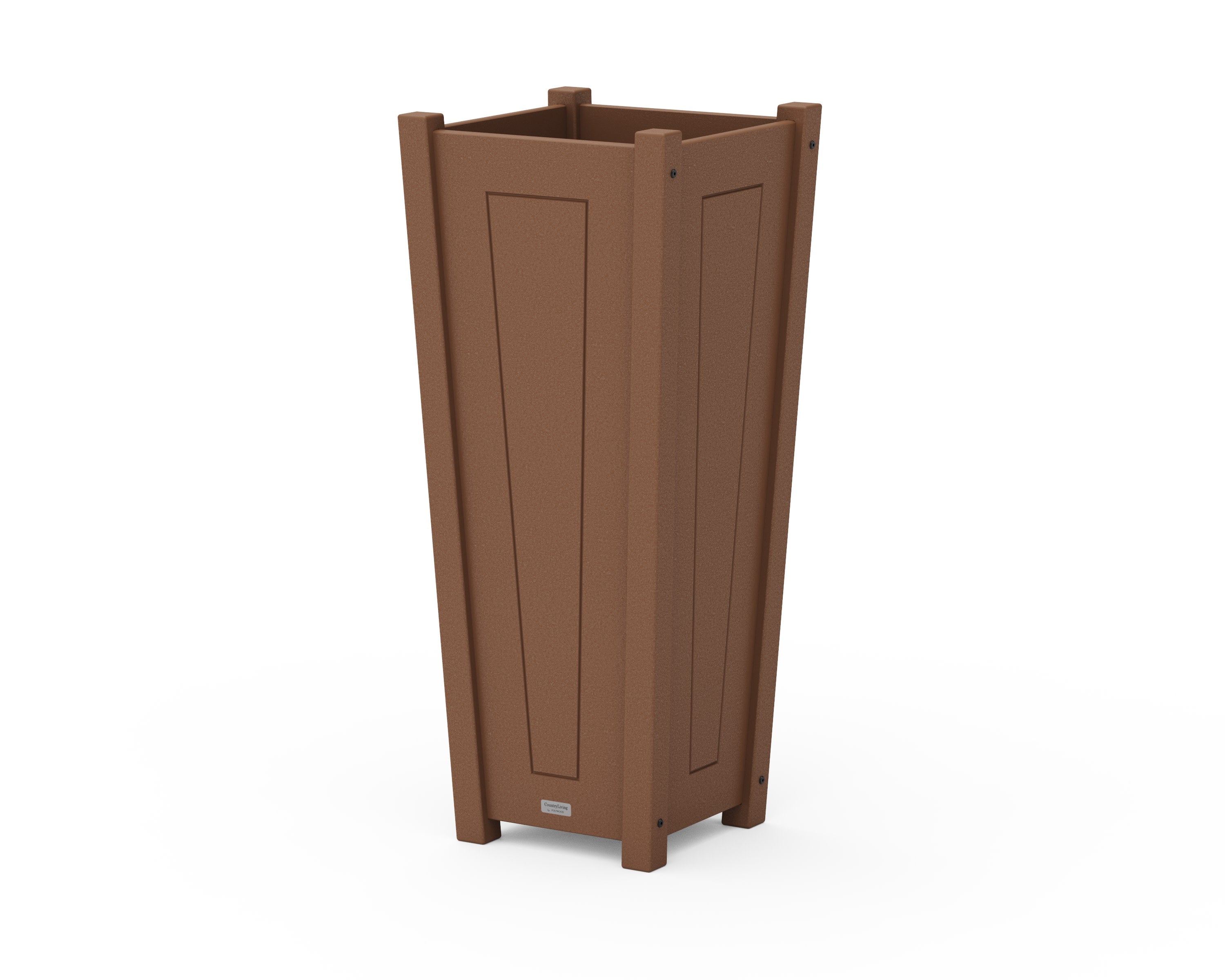 Country Living Tapered Square Tall Planter Box in Teak
