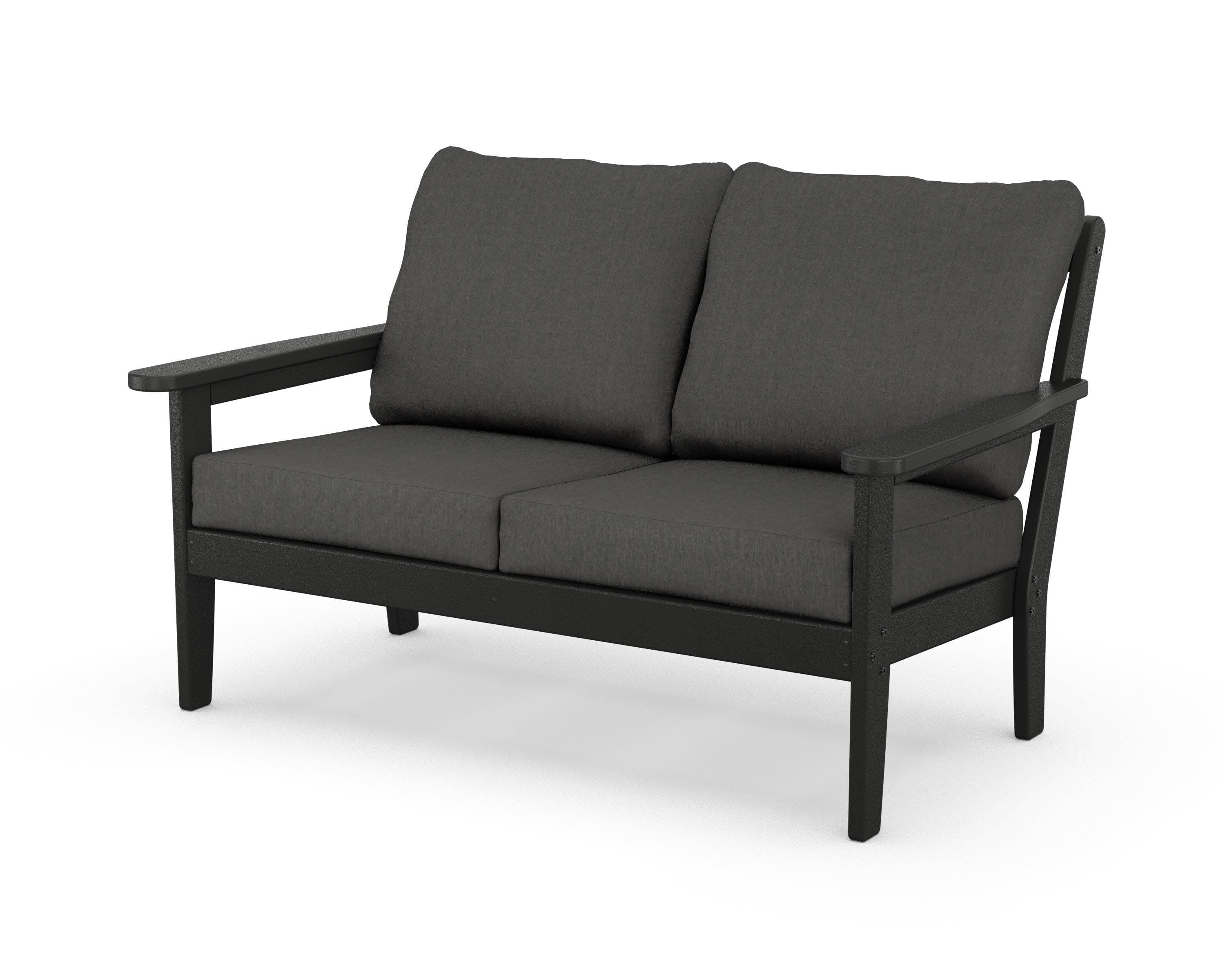 Cottage Deep Seating Loveseat in Black / Spectrum Carbon