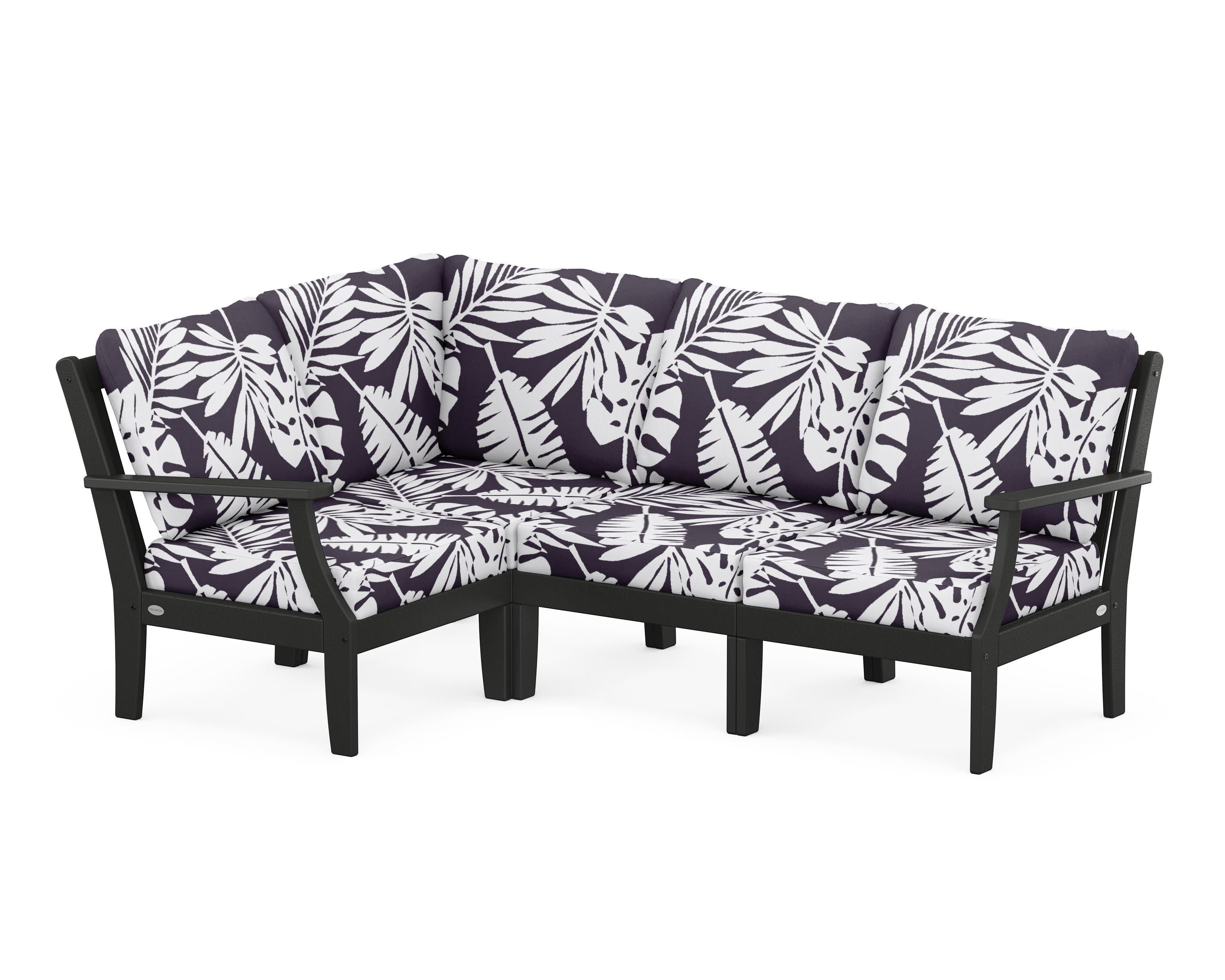 Braxton Modular 4-Piece Deep Seating Set in Black / Leaf Navy