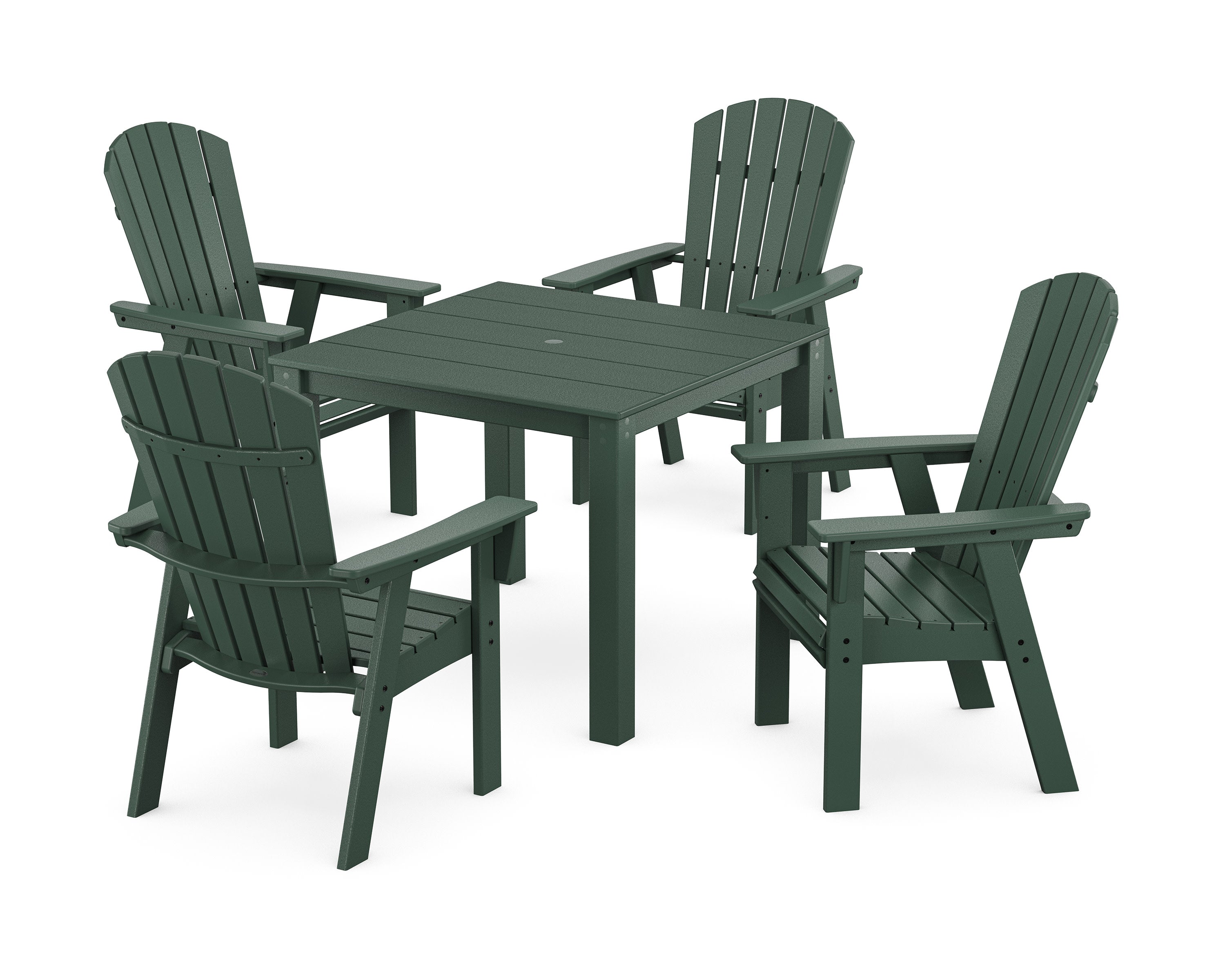 Nautical Curveback Adirondack 5-Piece Parsons Dining Set in Green