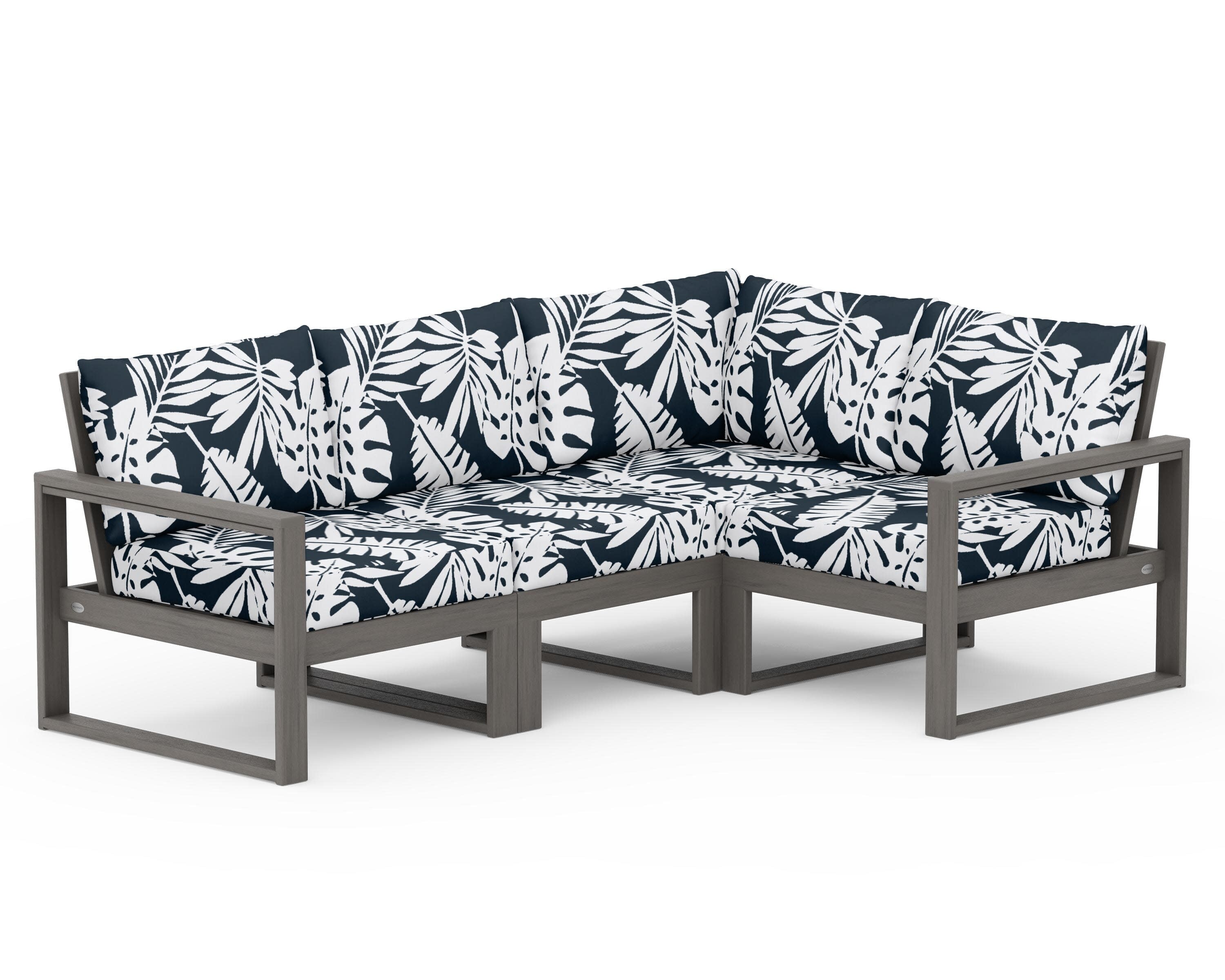EDGE 4-Piece Modular Deep Seating Set in Driftwood / Leaf Marine Indigo