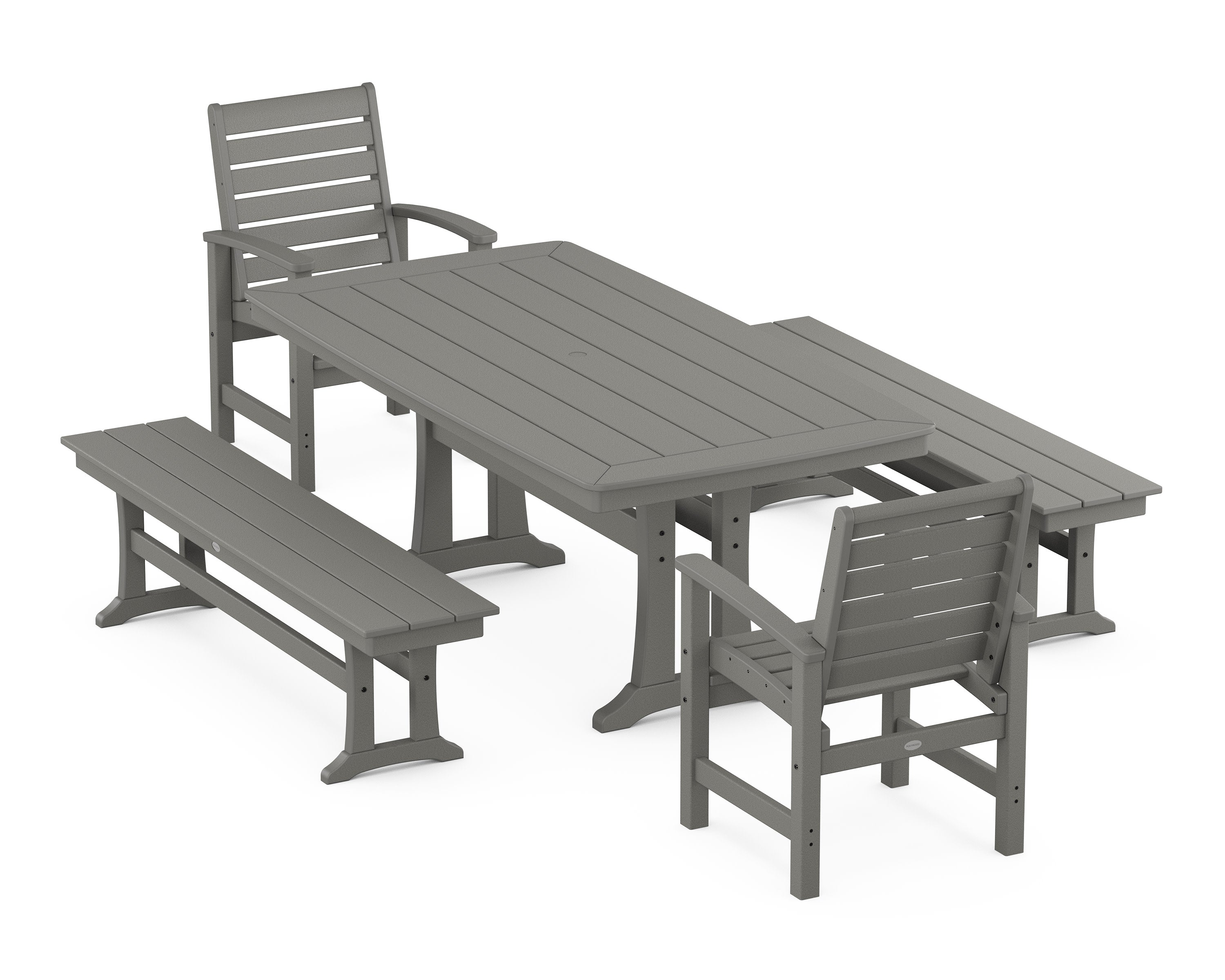 Signature 5-Piece Dining Set with Trestle Legs in Slate Grey