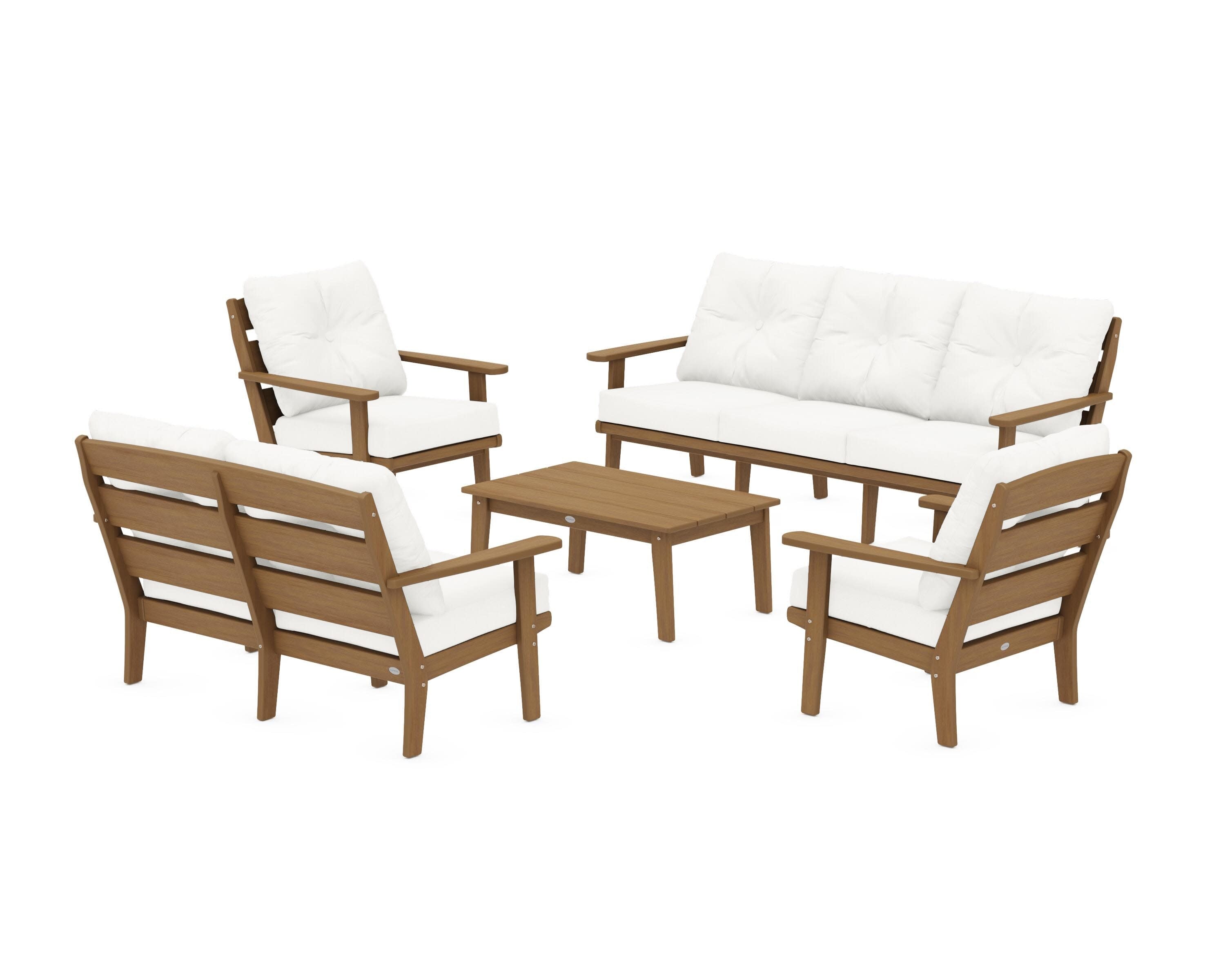 Lakeside 5-Piece Lounge Sofa Set in Natural / Natural Linen