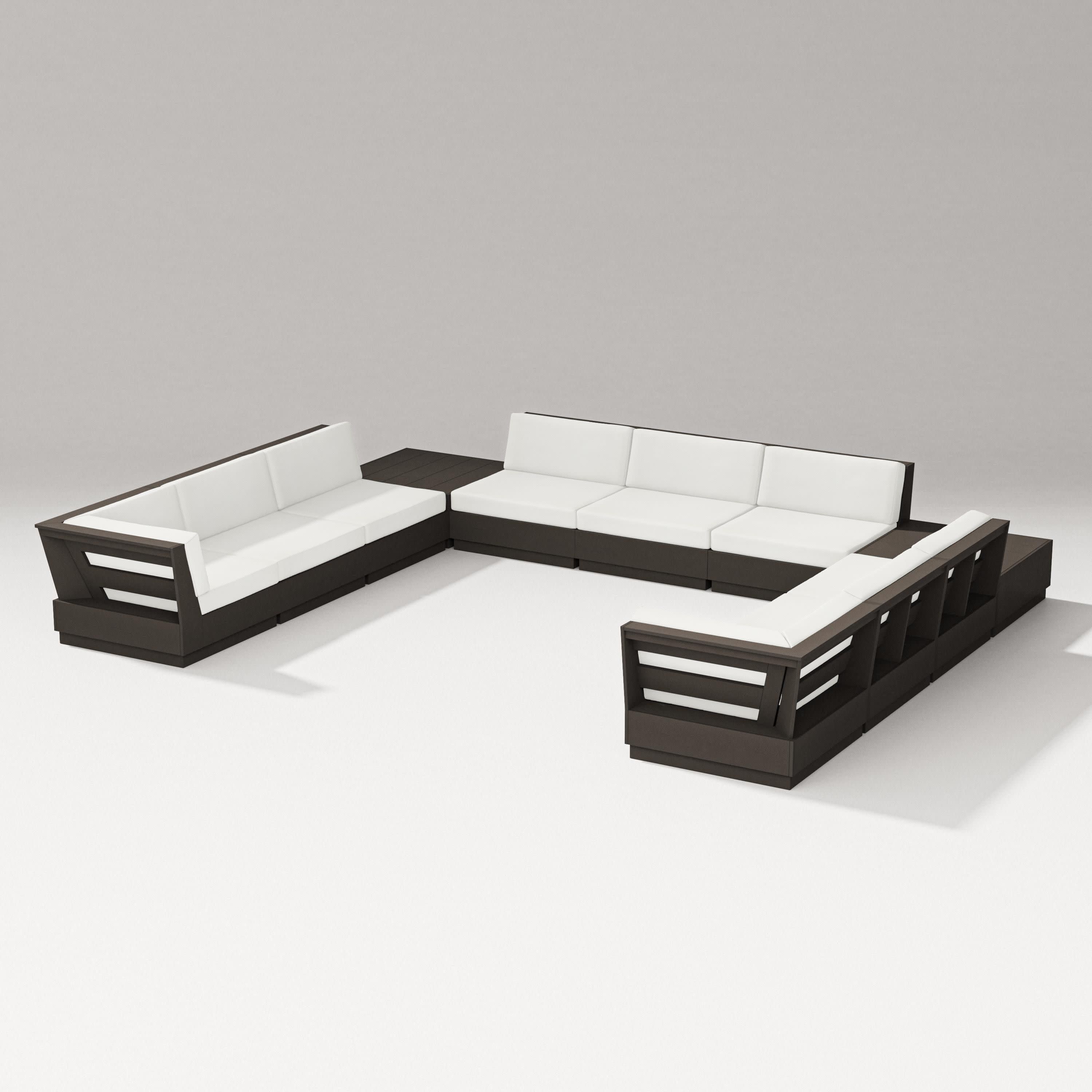 Elevate 11-Piece U-Shaped Sofa Sectional in Vintage Coffee / Natural Linen
