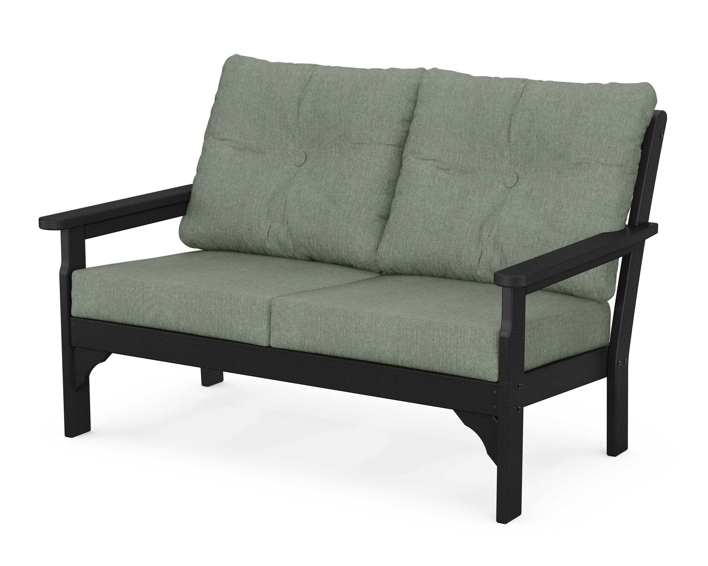 Vineyard Deep Seating Loveseat in Black / Cast Sage