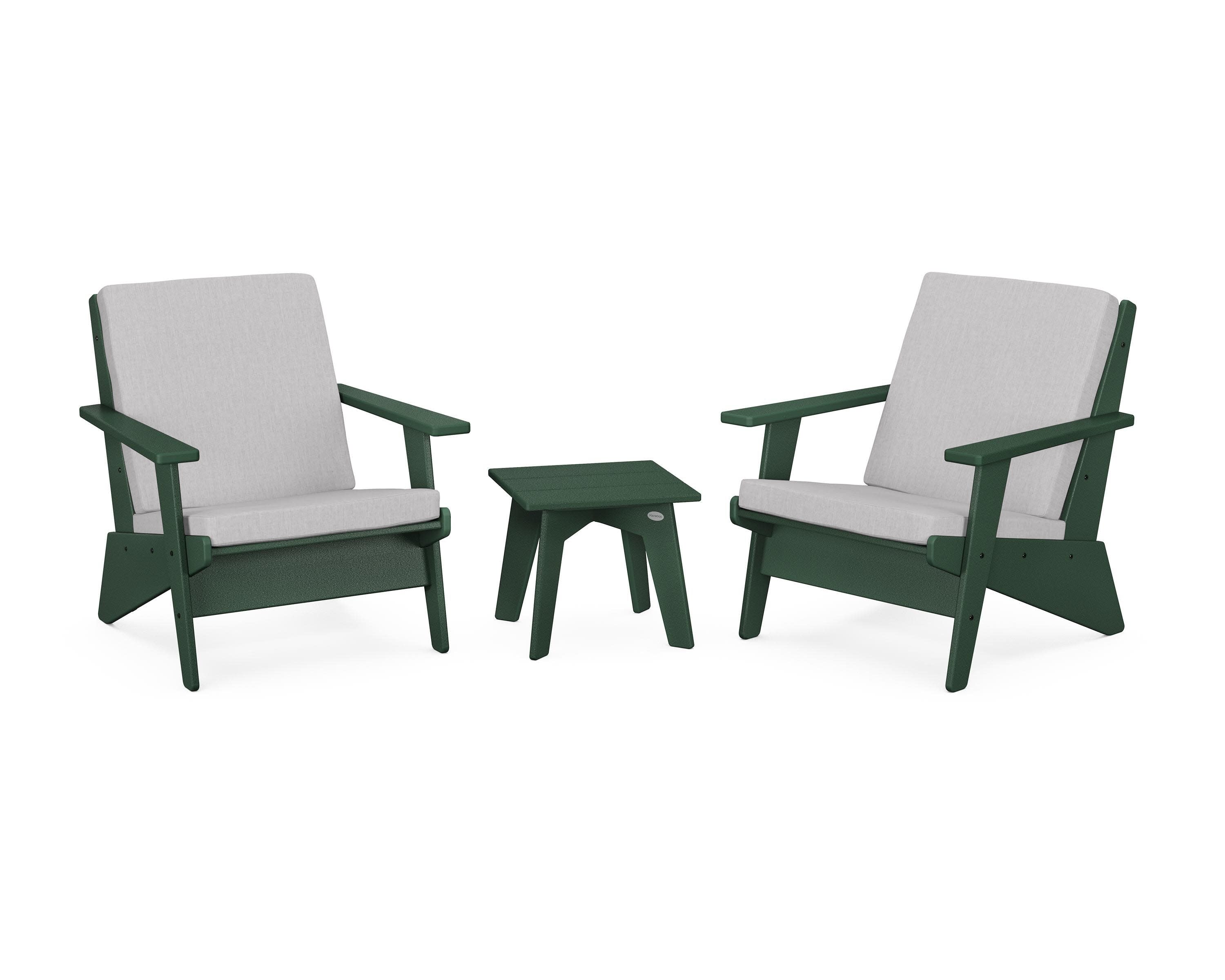 Riviera Modern Lounge 3-Piece Set in Green / Granite