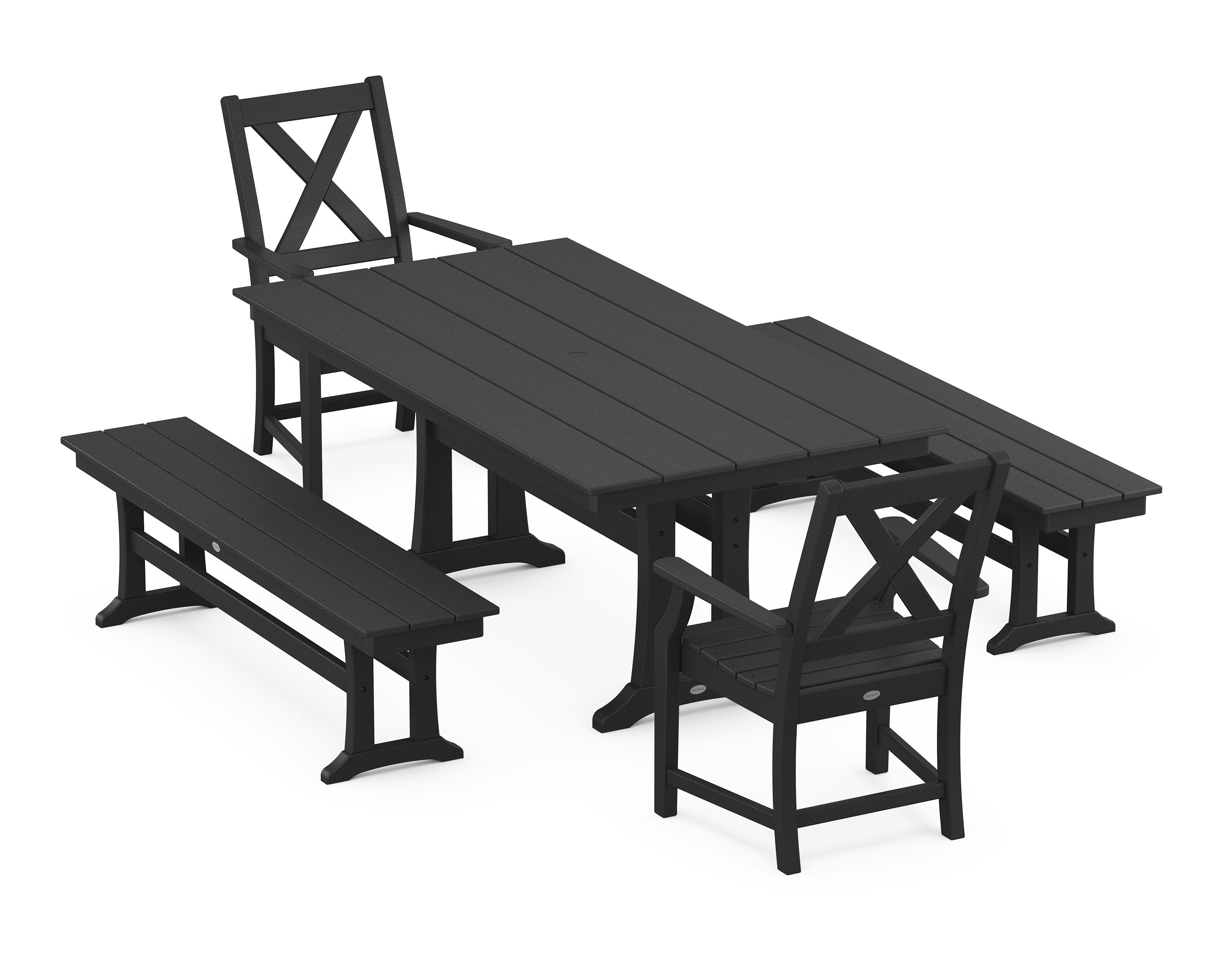Braxton 5-Piece Farmhouse Dining Set With Trestle Legs in Black