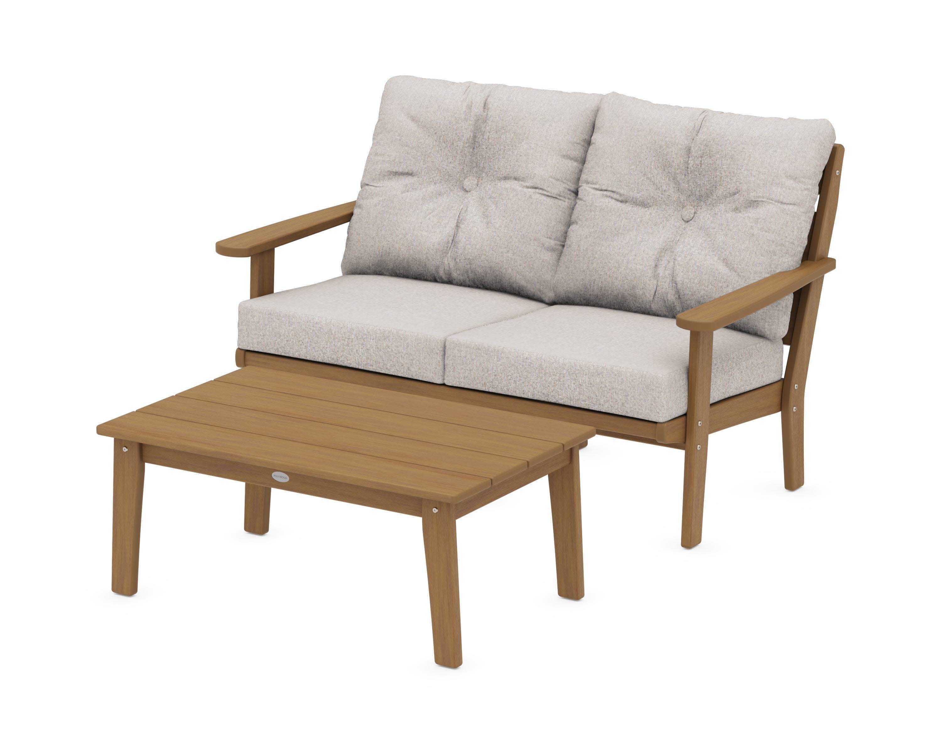Lakeside 2-Piece Lounge Loveseat Set in Natural / Weathered Tweed