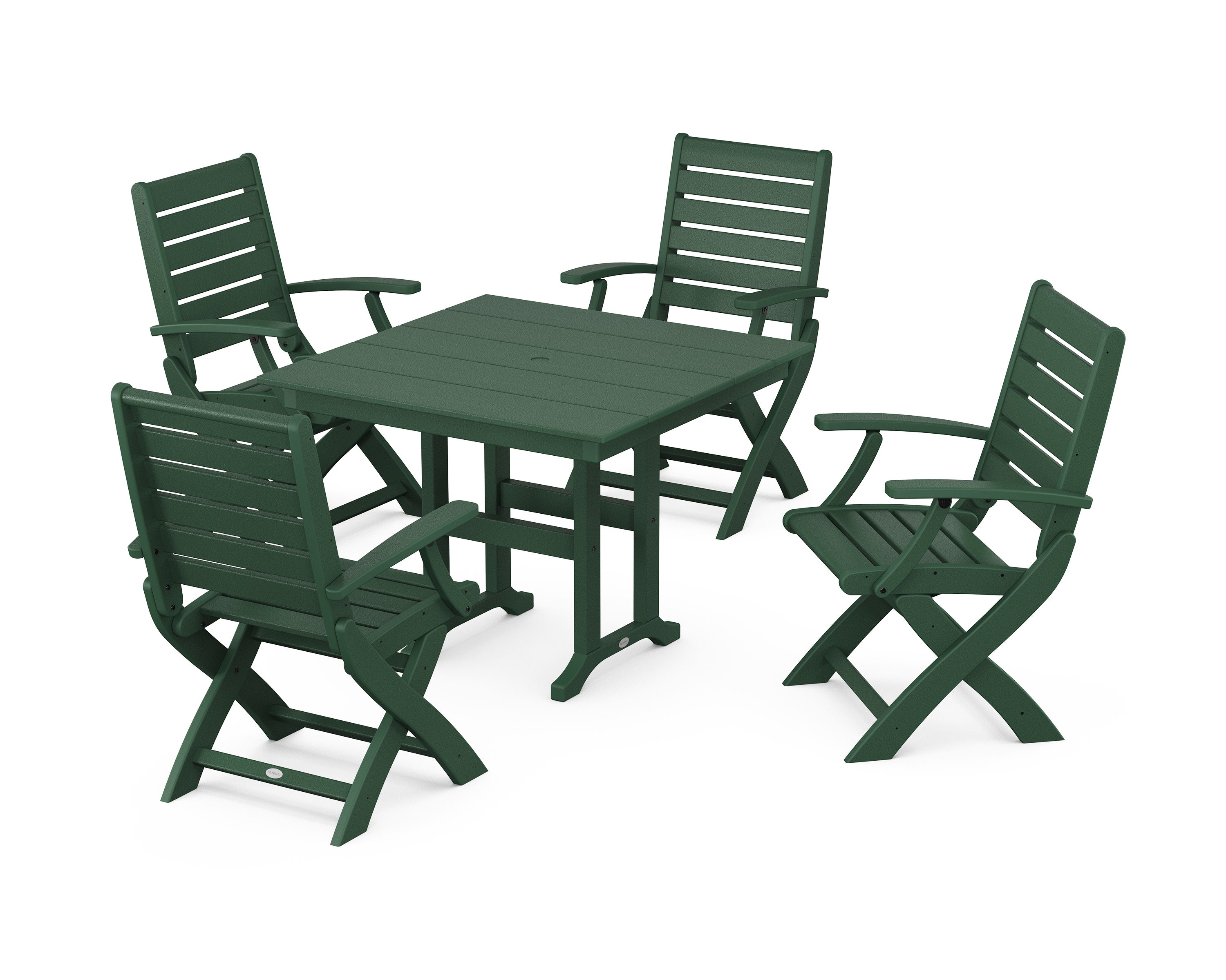 Signature Folding Chair 5-Piece Farmhouse Dining Set in Green
