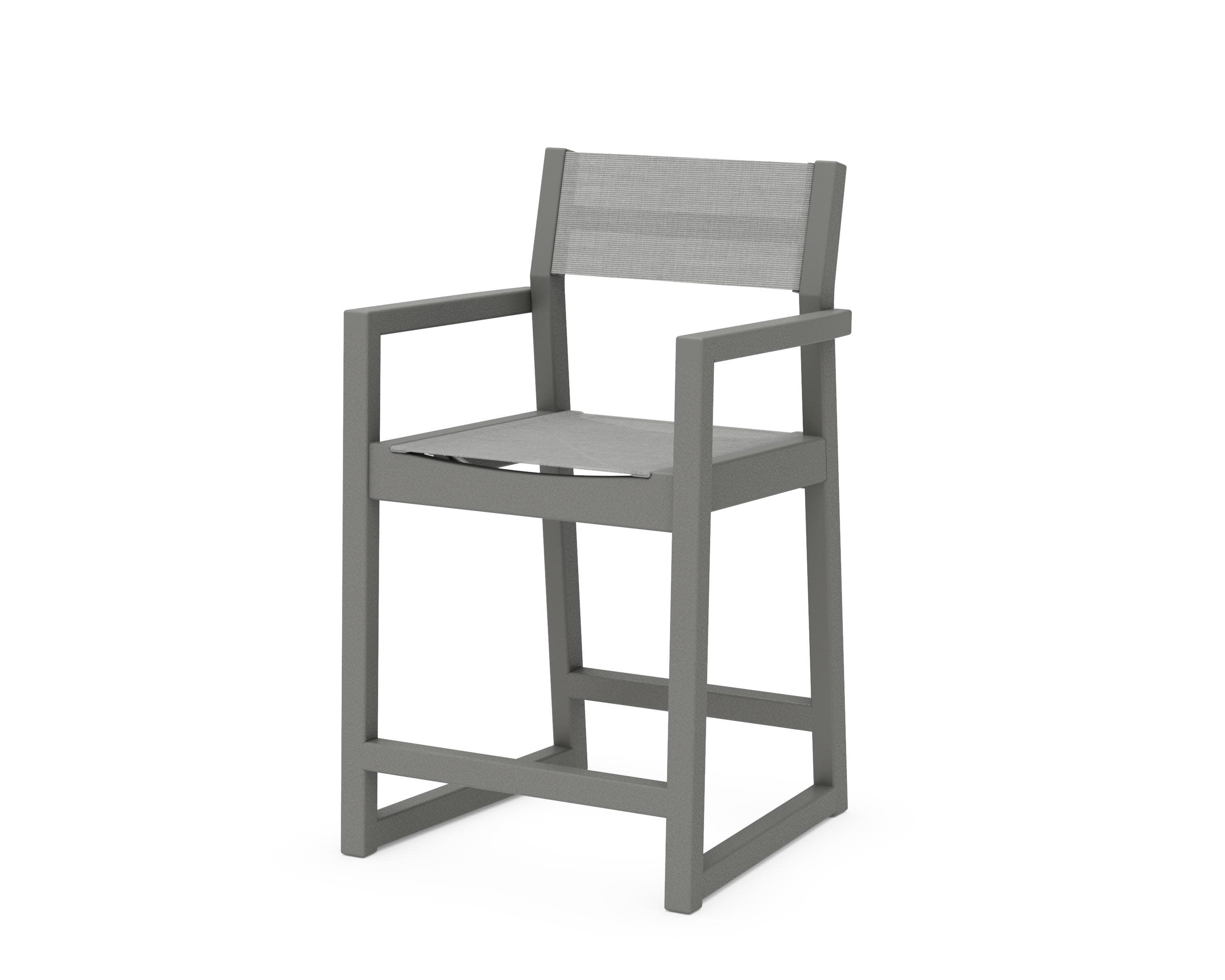 EDGE Sling Counter Arm Chair in Slate Grey / Metallic Sling