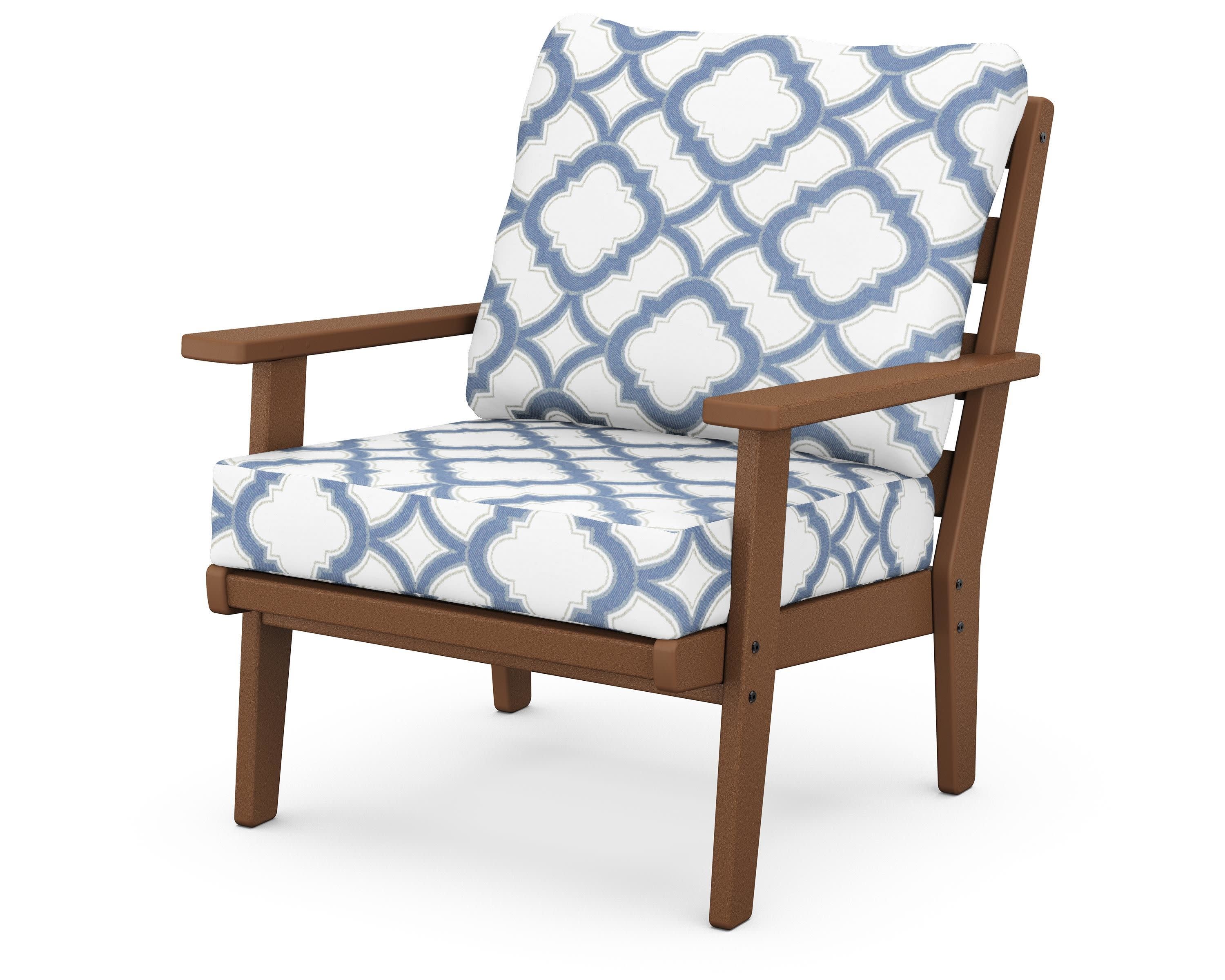 Grant Park Deep Seating Chair in Teak / Trellis Sky Blue
