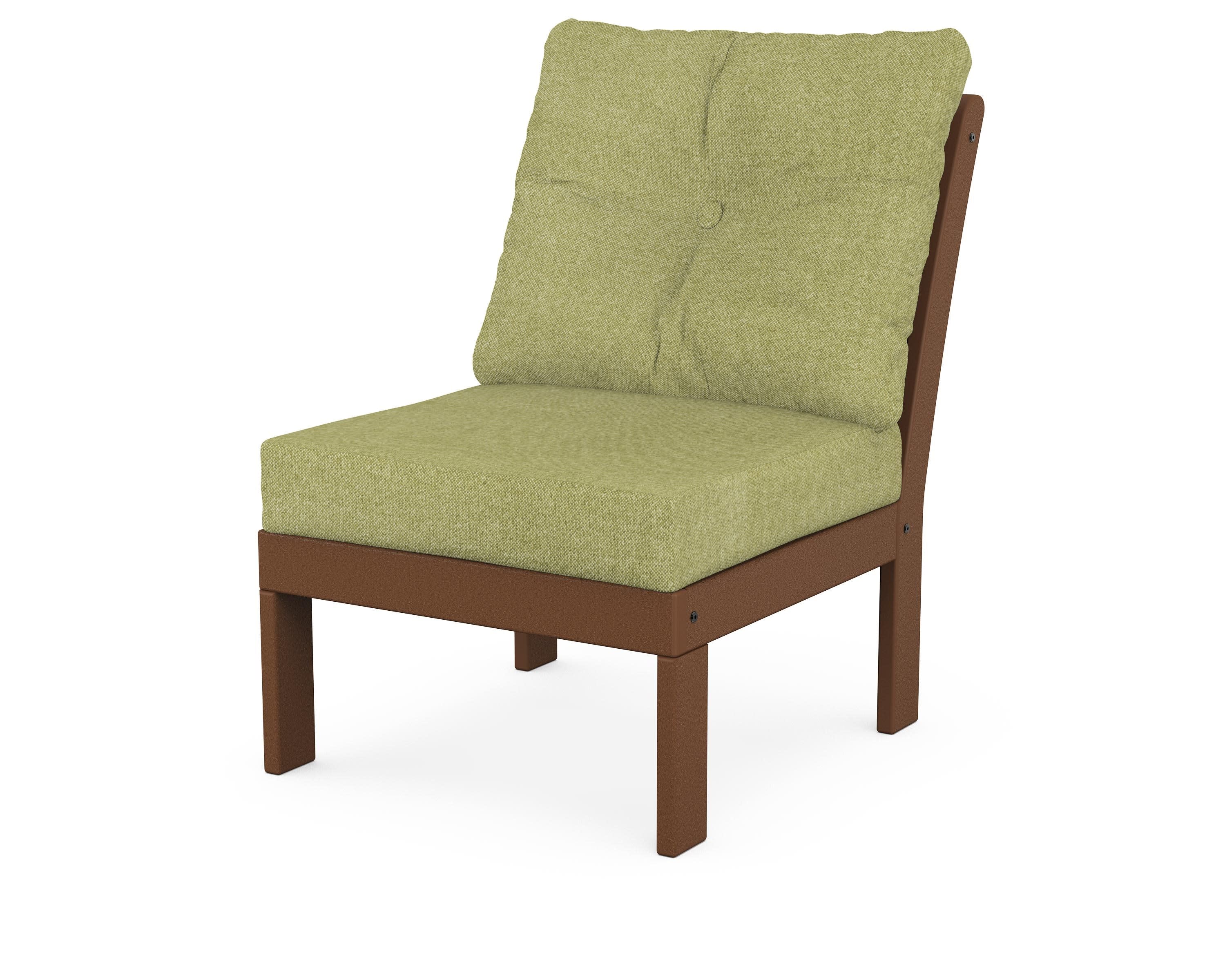 Vineyard Modular Armless Chair in Teak / Chartreuse Boucle