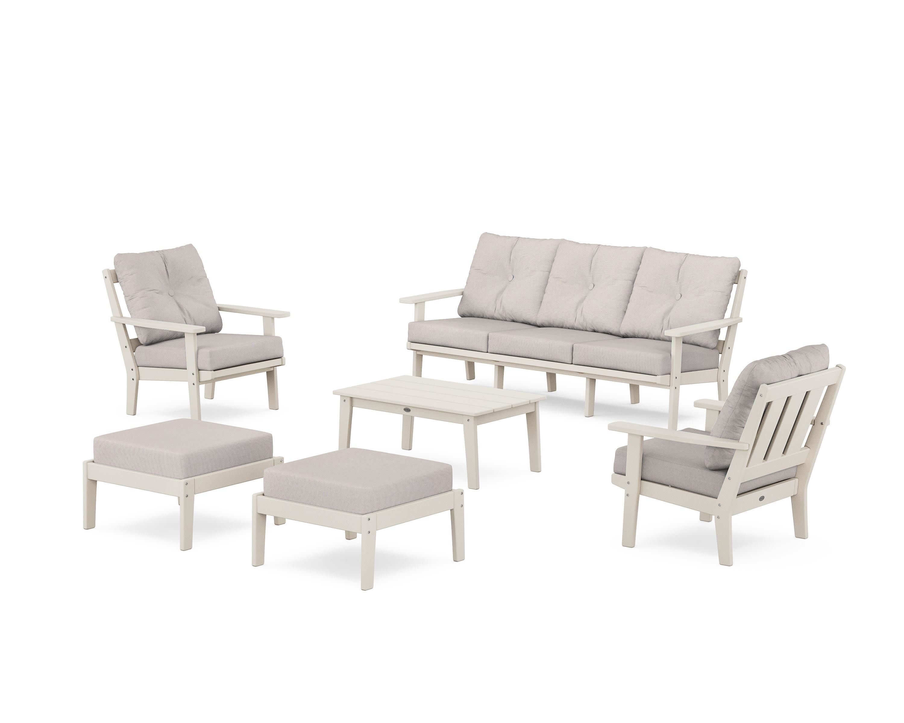 Oxford 6-Piece Lounge Sofa Set in Sand / Dune Burlap