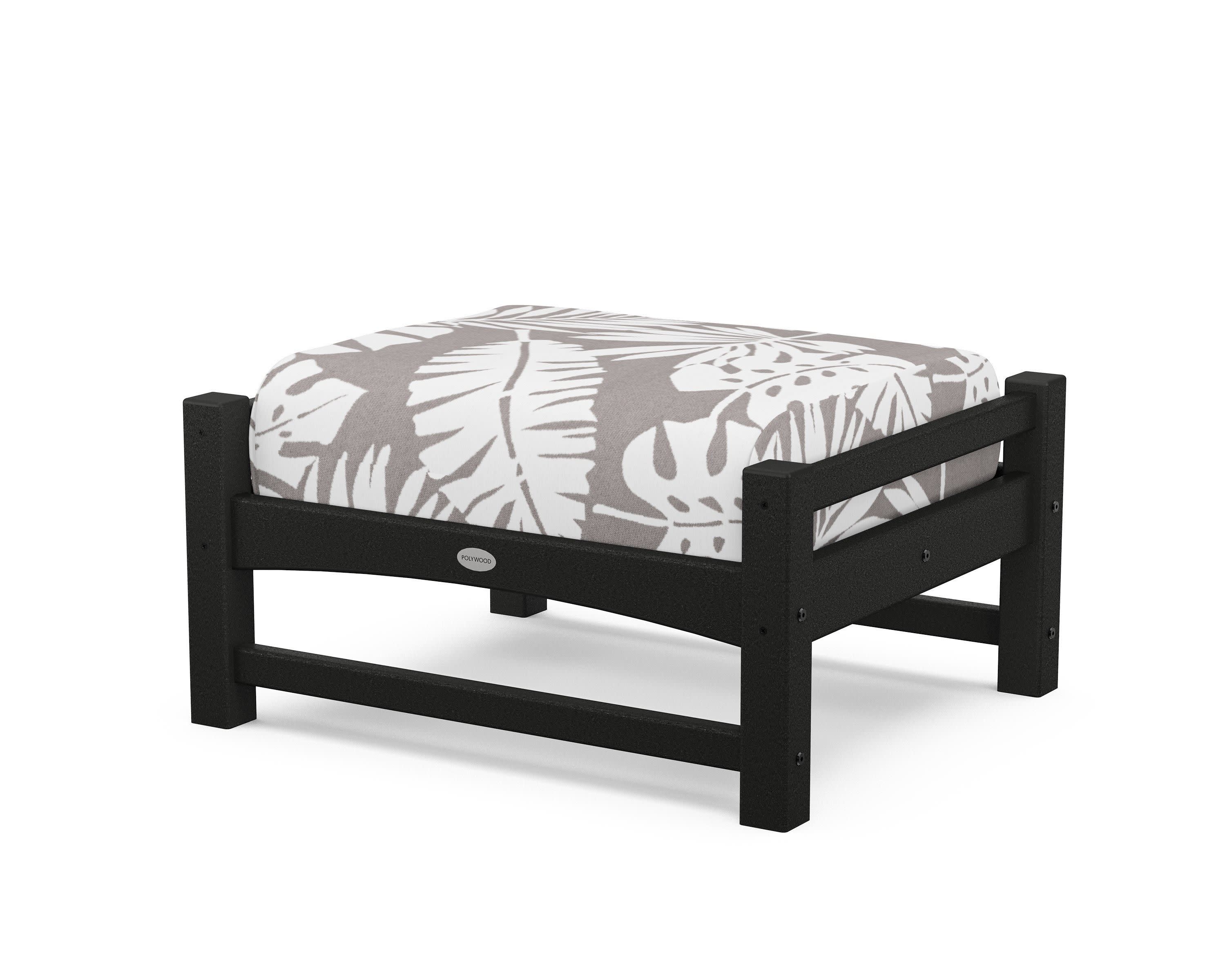 Club Ottoman in Black / Leaf Grey Mist