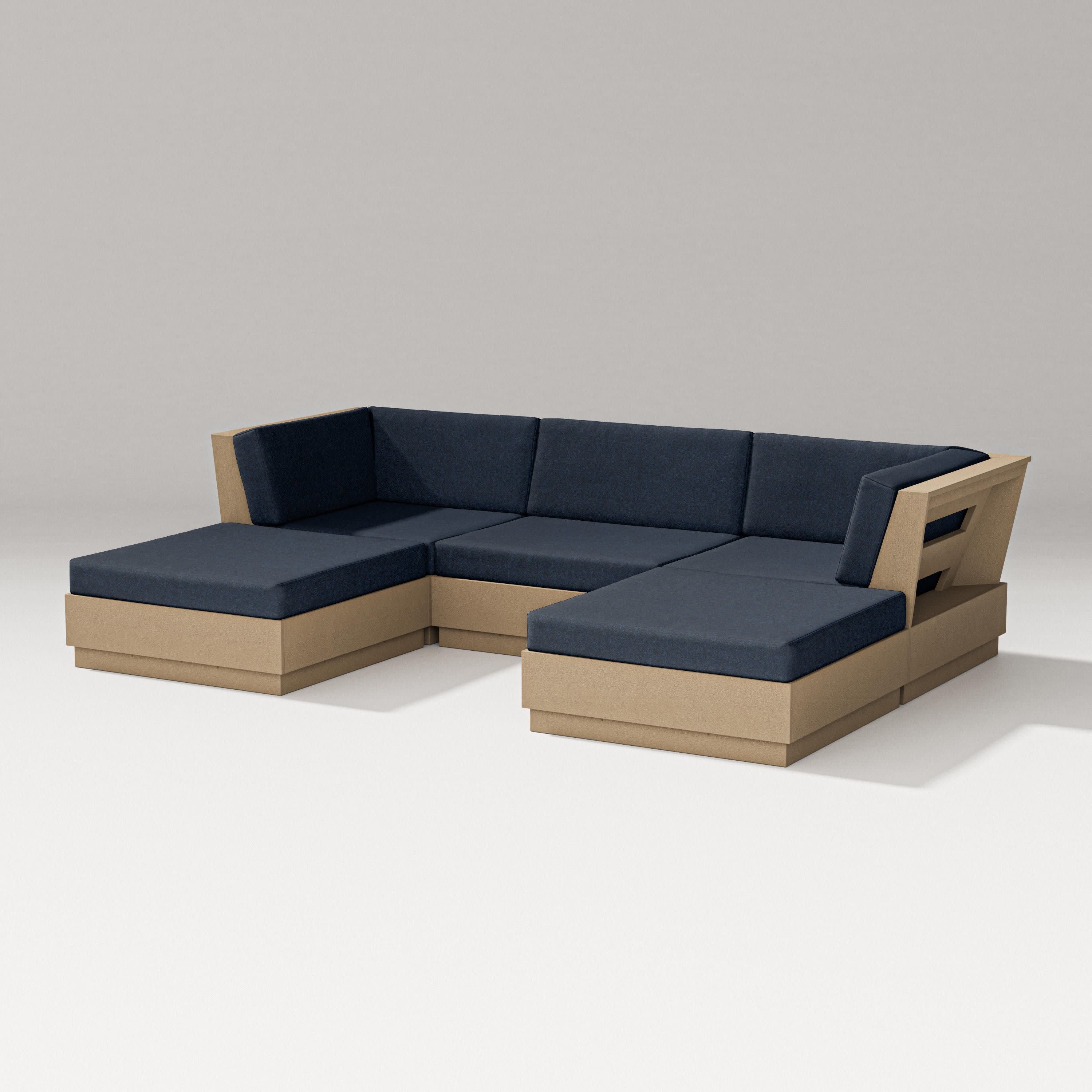 Elevate Double Chaise Sectional in Vintage Sahara / Marine Indigo