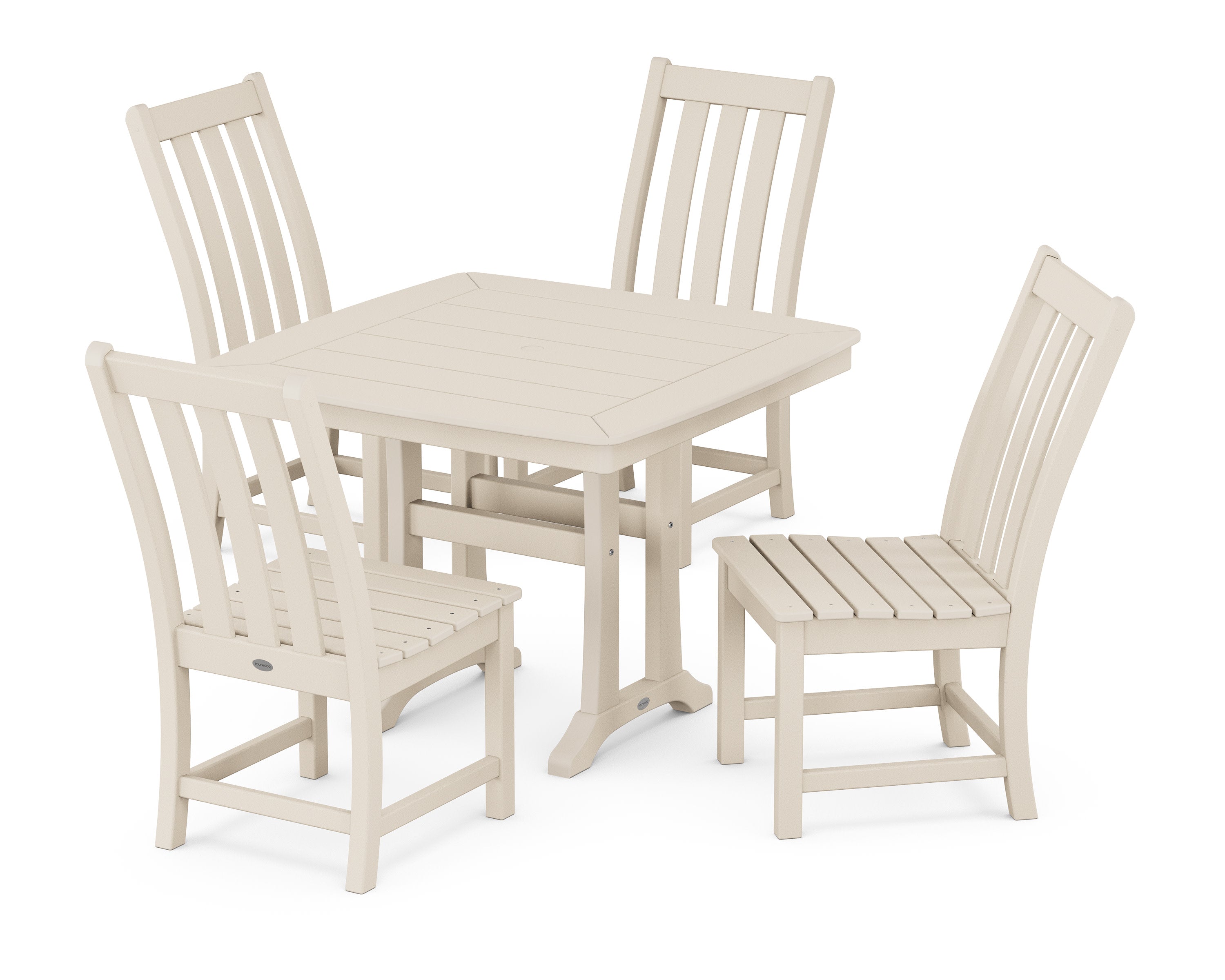 Vineyard Side Chair 5-Piece Dining Set with Trestle Legs in Sand
