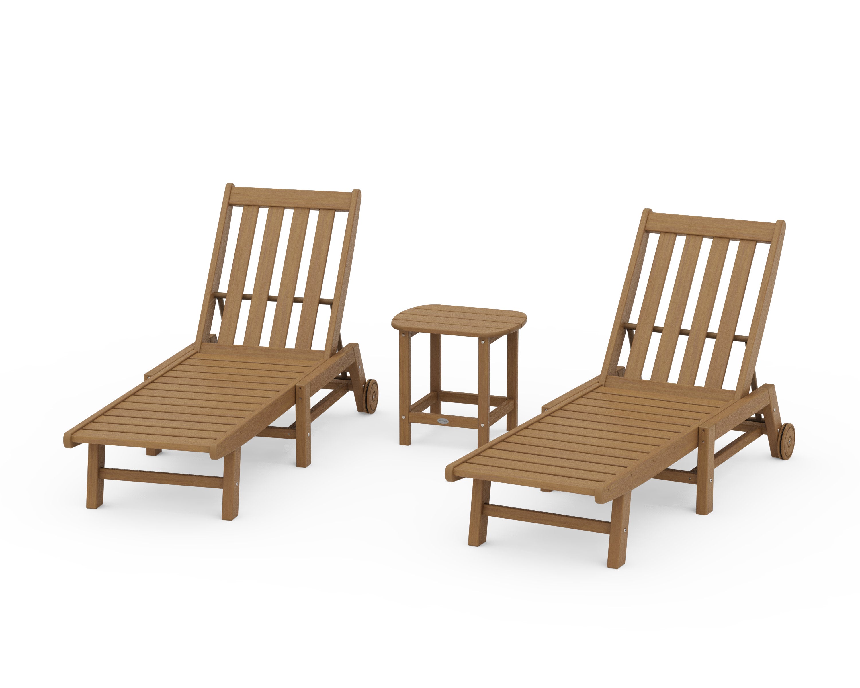 Vineyard 3-Piece Chaise with Wheels Set in Natural