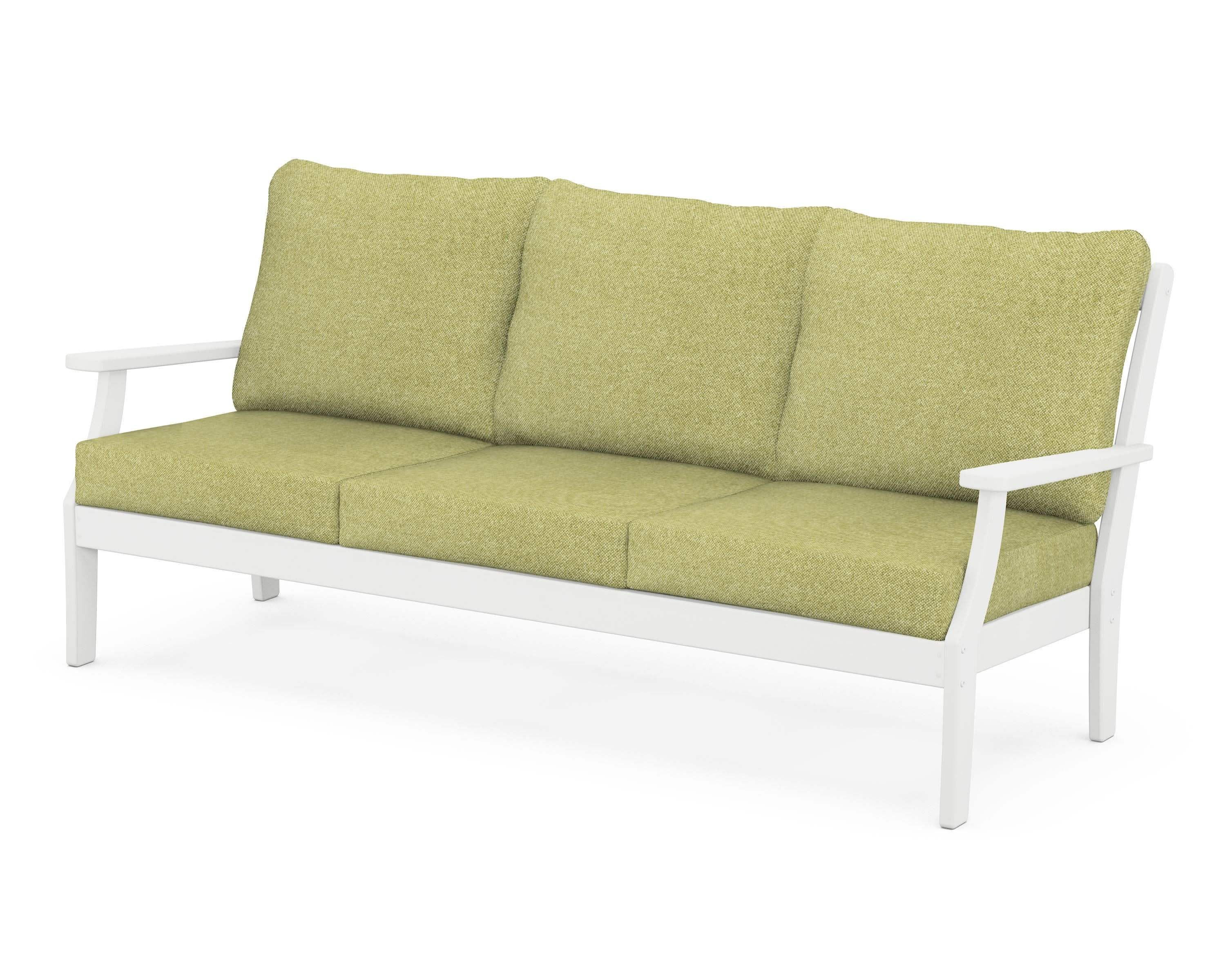 Braxton Deep Seating Sofa in White / Chartreuse Boucle