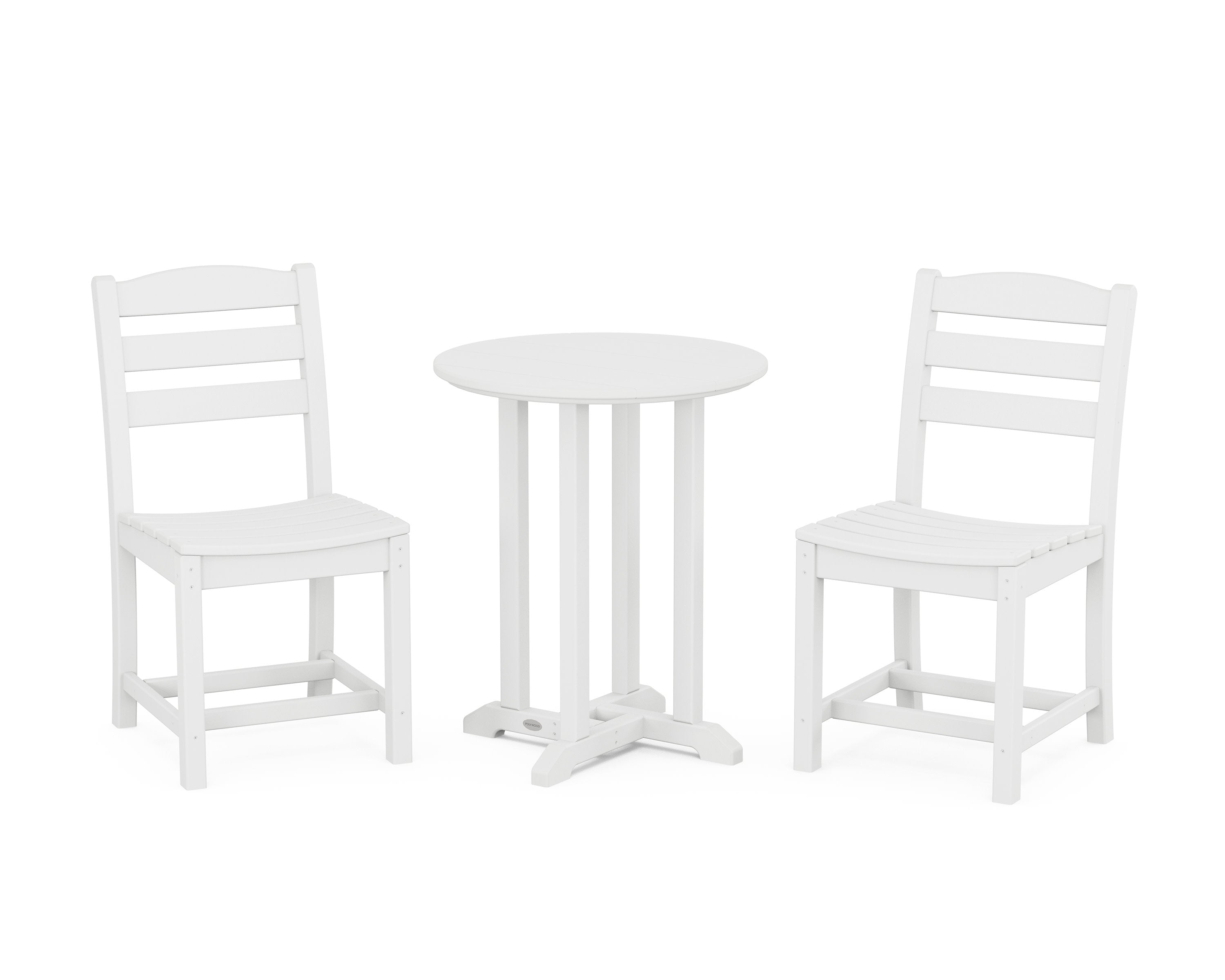 La Casa Caf Side Chair 3-Piece Round Bistro Dining Set in White